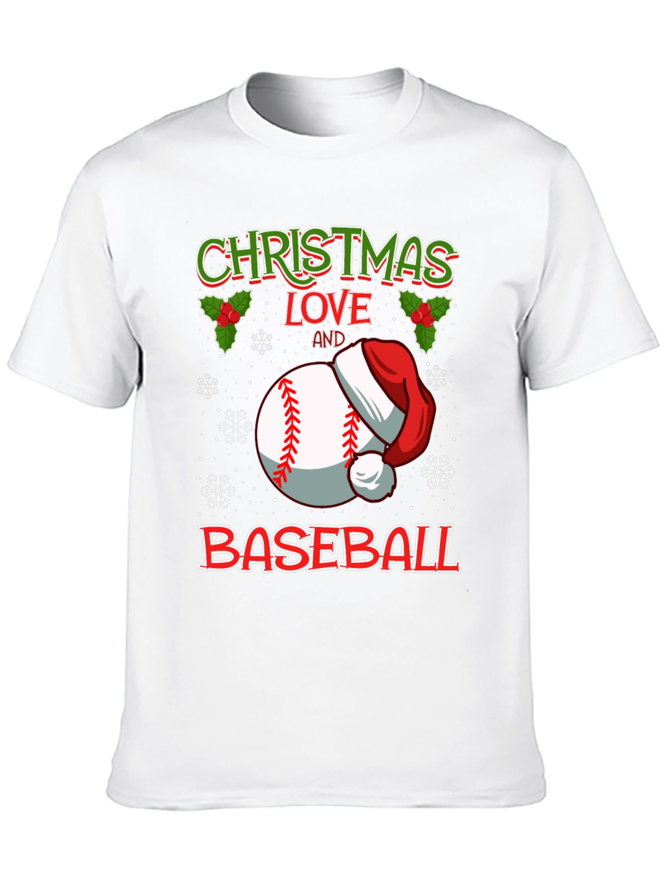 Christmas Baseball Love Graphic T-Shirt