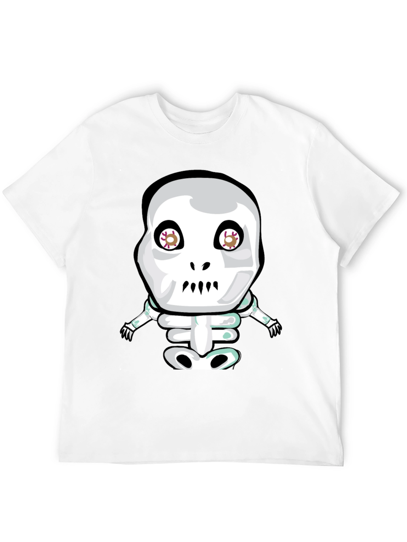 Cartoon Skeleton Graphic Tee - Black