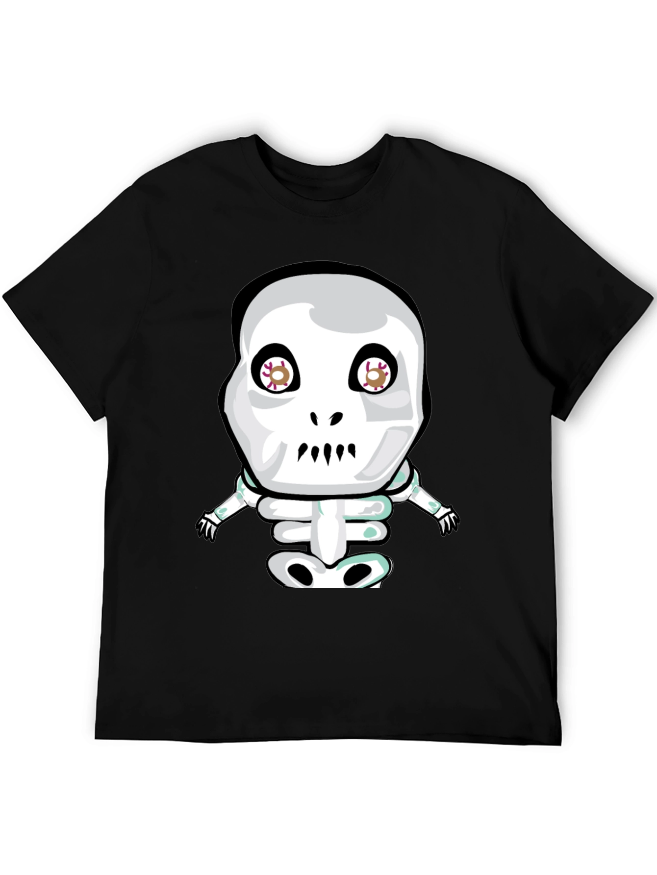 Cartoon Skeleton Graphic Tee - Black