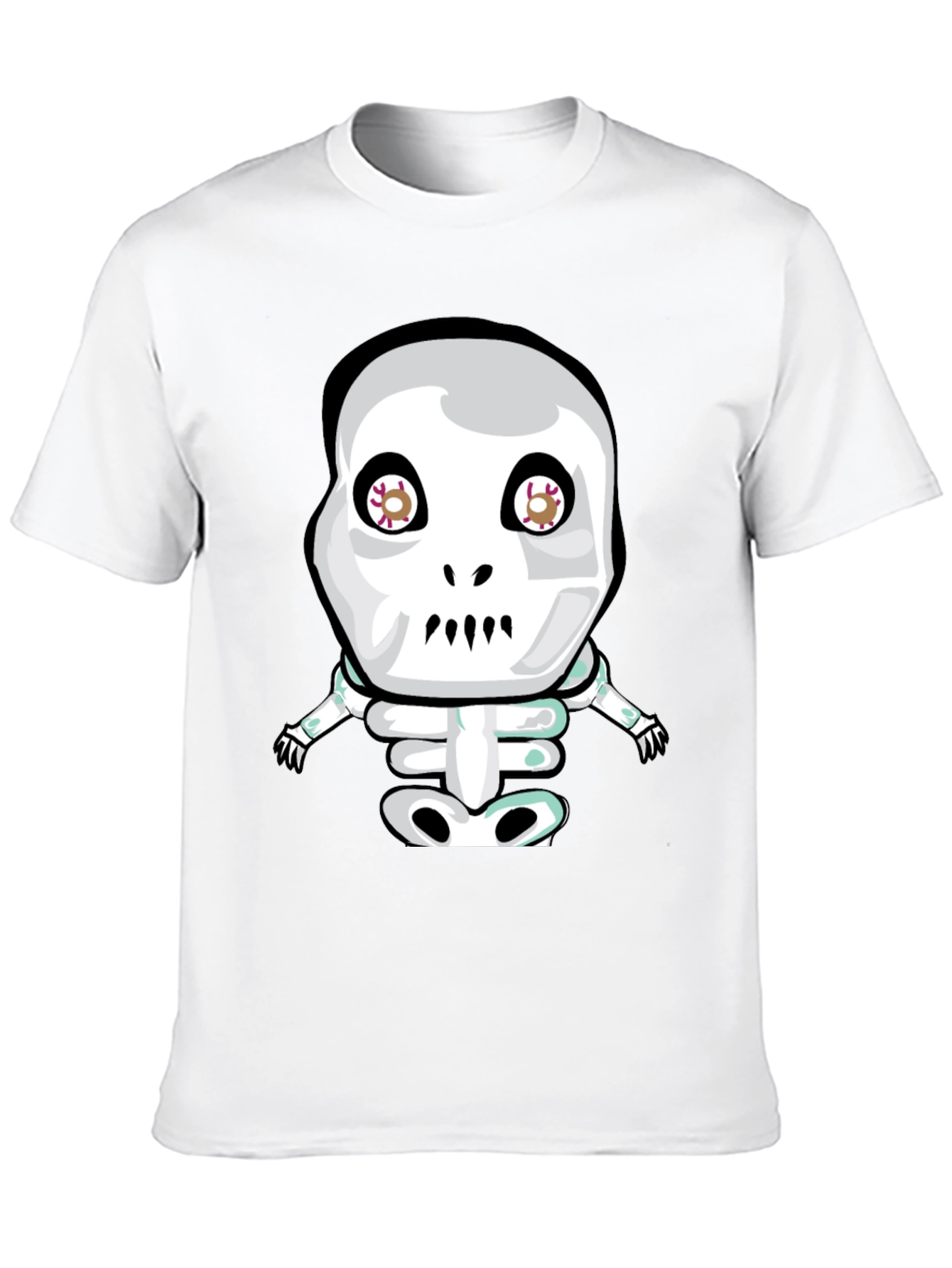 Cartoon Skeleton Graphic Tee - Black