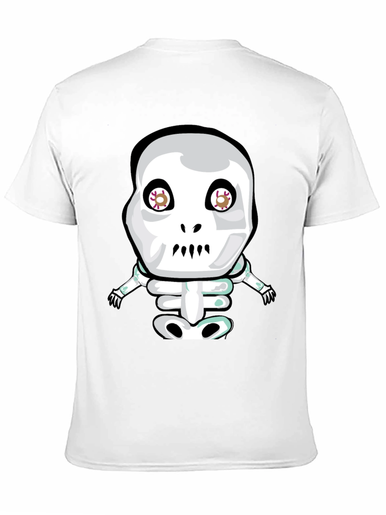 Cartoon Skeleton Graphic Tee - Black
