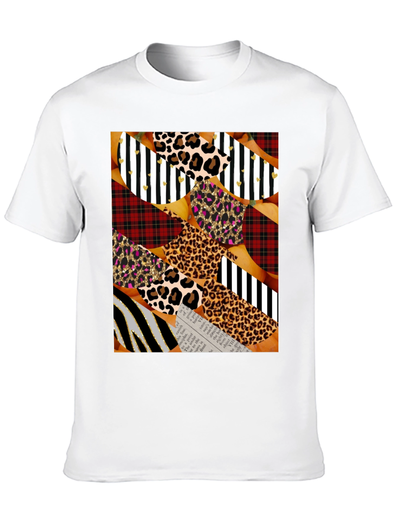 Abstract Patchwork Print Crew Neck T-Shirt