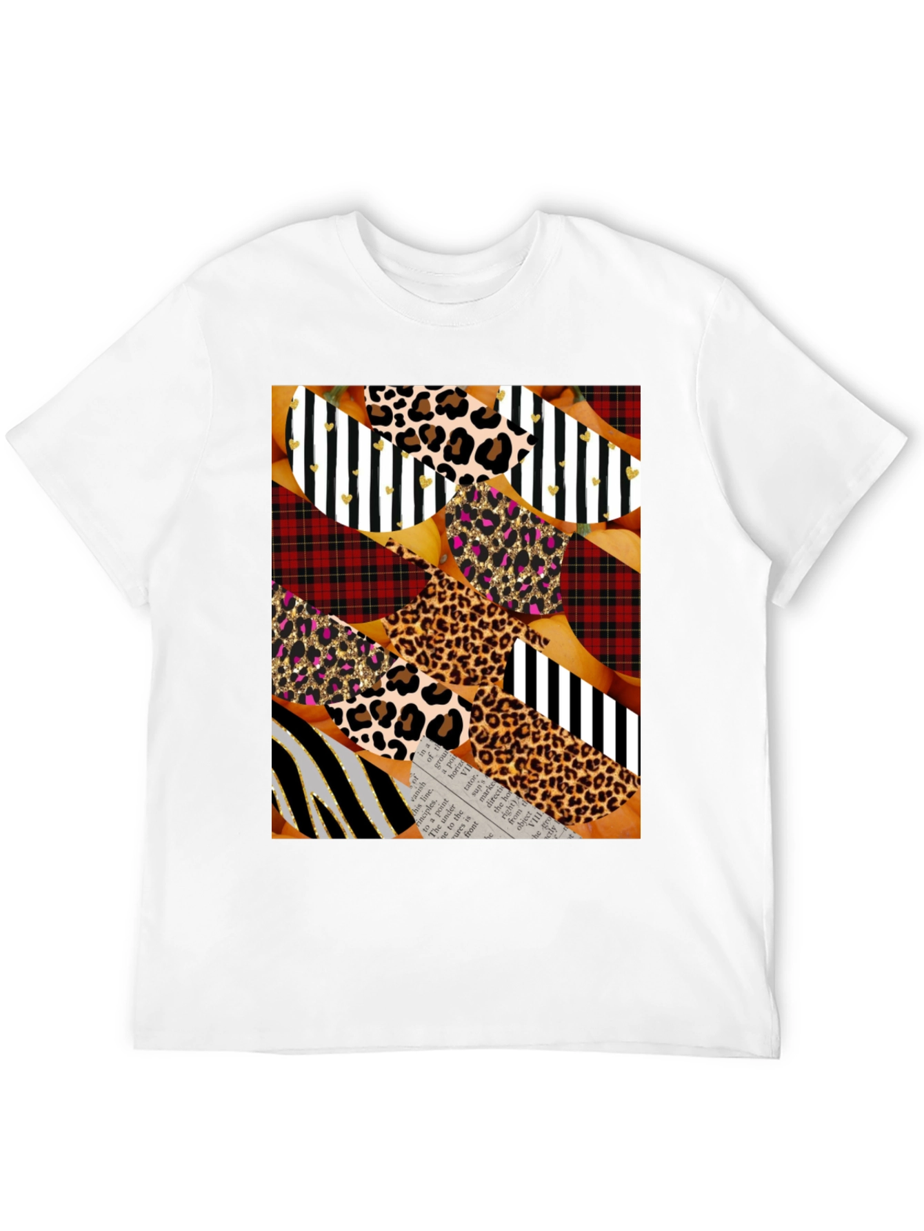 Abstract Patchwork Print Crew Neck T-Shirt