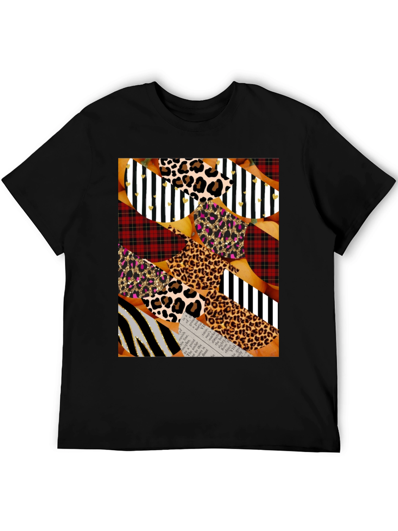 Abstract Patchwork Print Crew Neck T-Shirt