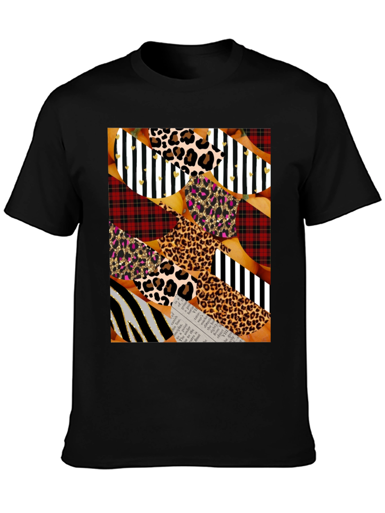 Abstract Patchwork Print Crew Neck T-Shirt