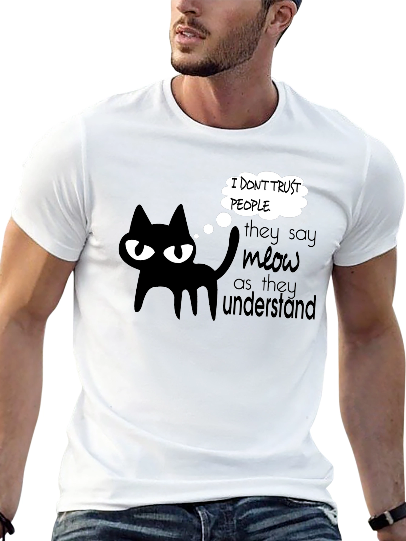 Cynical Cat Tee: I Dont Trust People Graphic T-Shirt