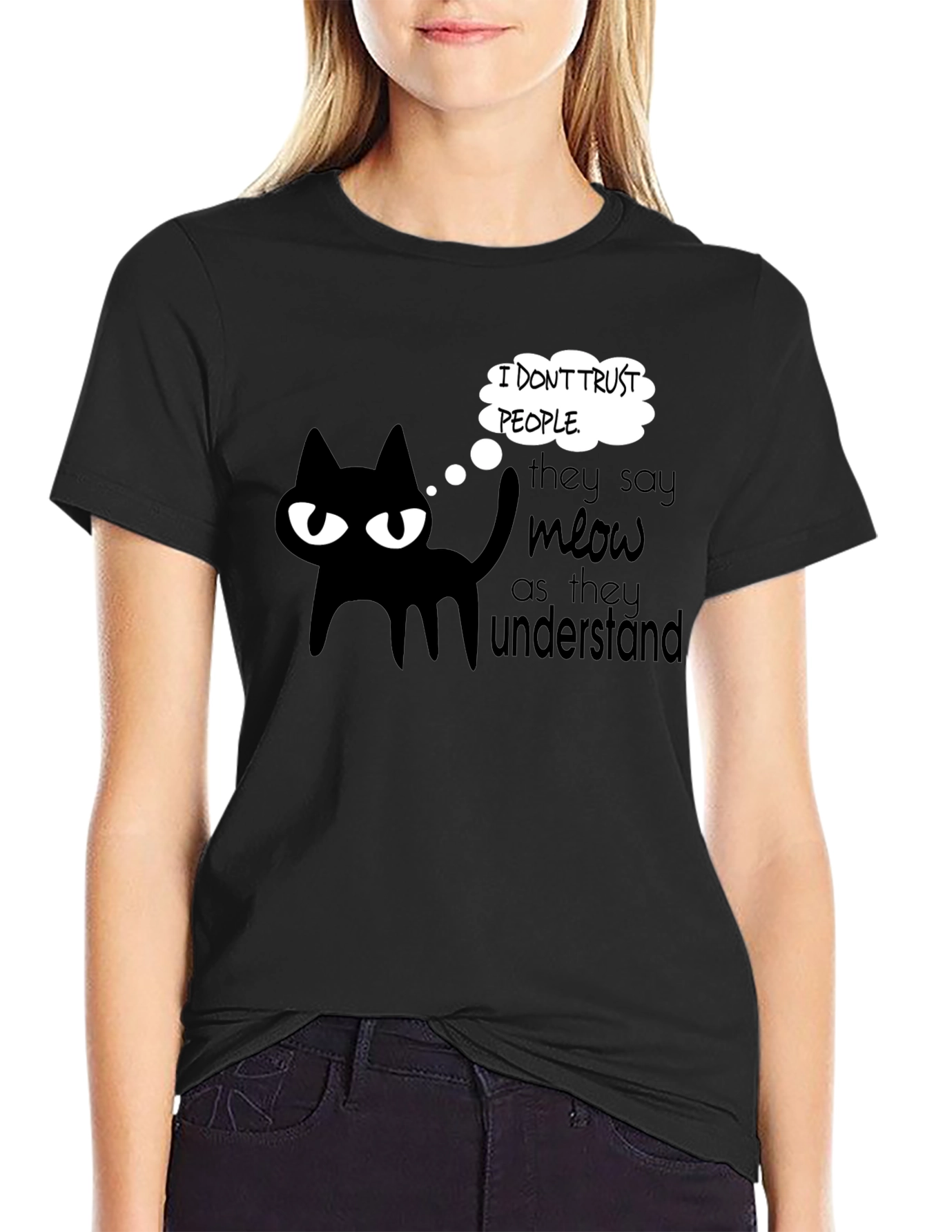 Cynical Cat Tee: I Dont Trust People Graphic T-Shirt