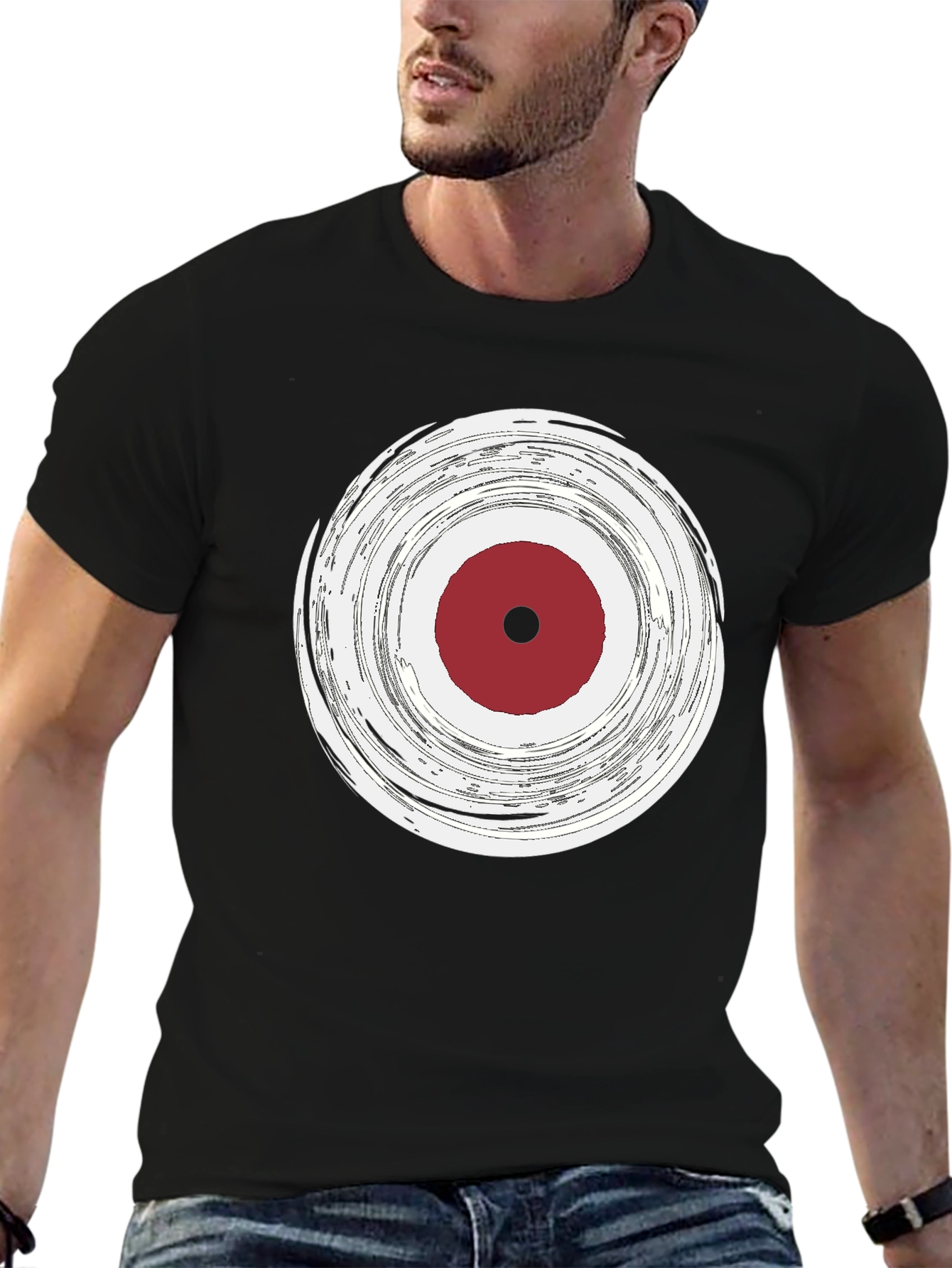 Abstract Target Graphic Tee - Stylish Mens Black T-Shirt