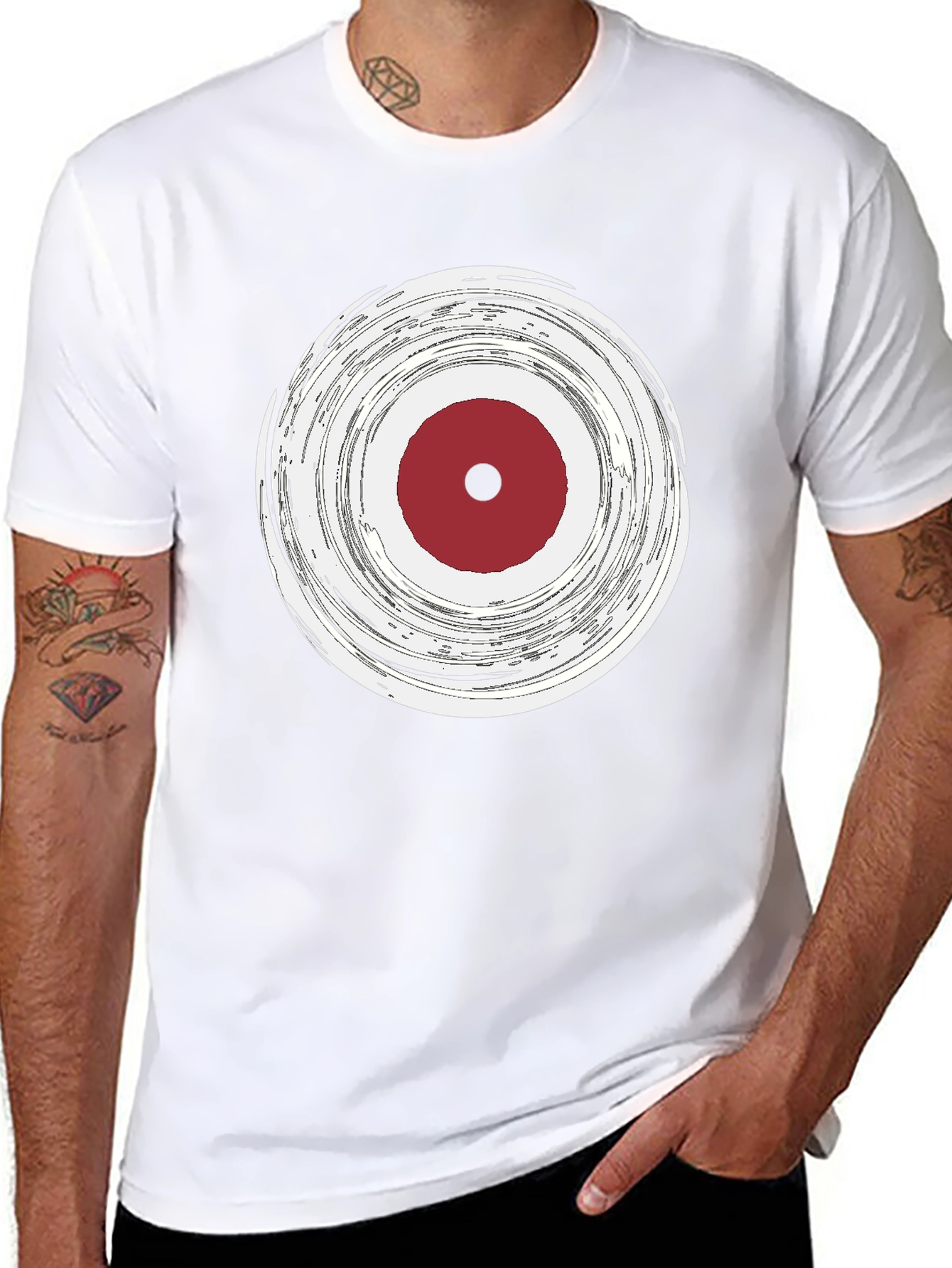 Abstract Target Graphic Tee - Stylish Mens Black T-Shirt