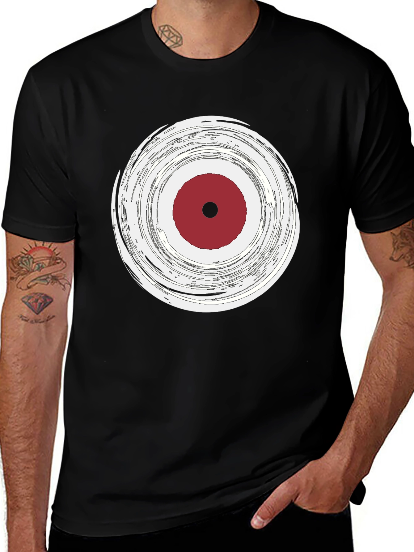 Abstract Target Graphic Tee - Stylish Mens Black T-Shirt