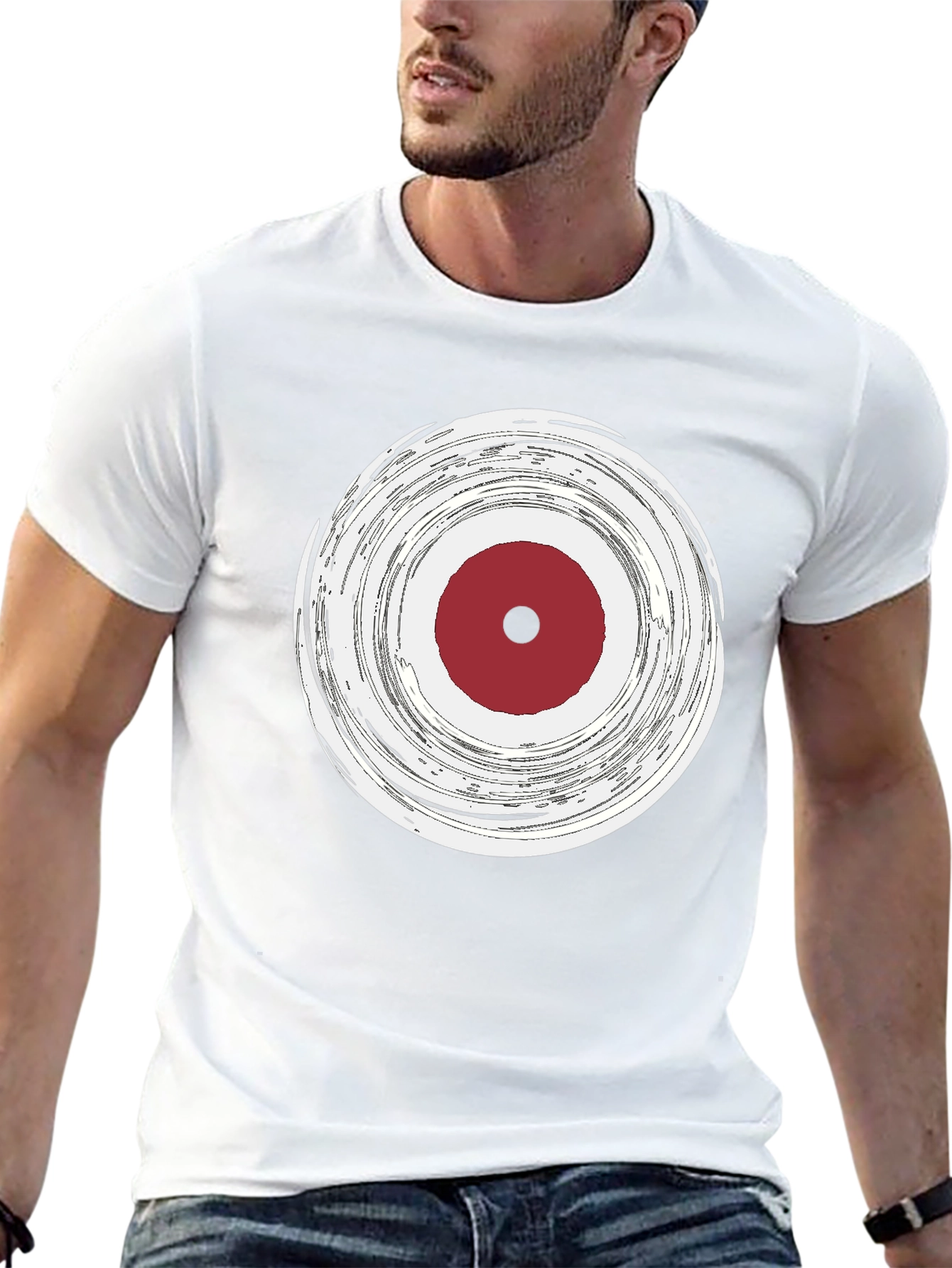 Abstract Target Graphic Tee - Stylish Mens Black T-Shirt