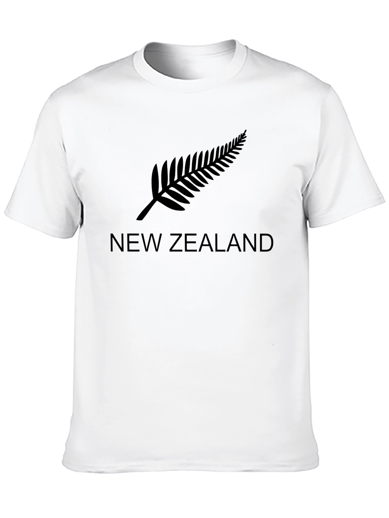 New Zealand Fern Print Black T-Shirt