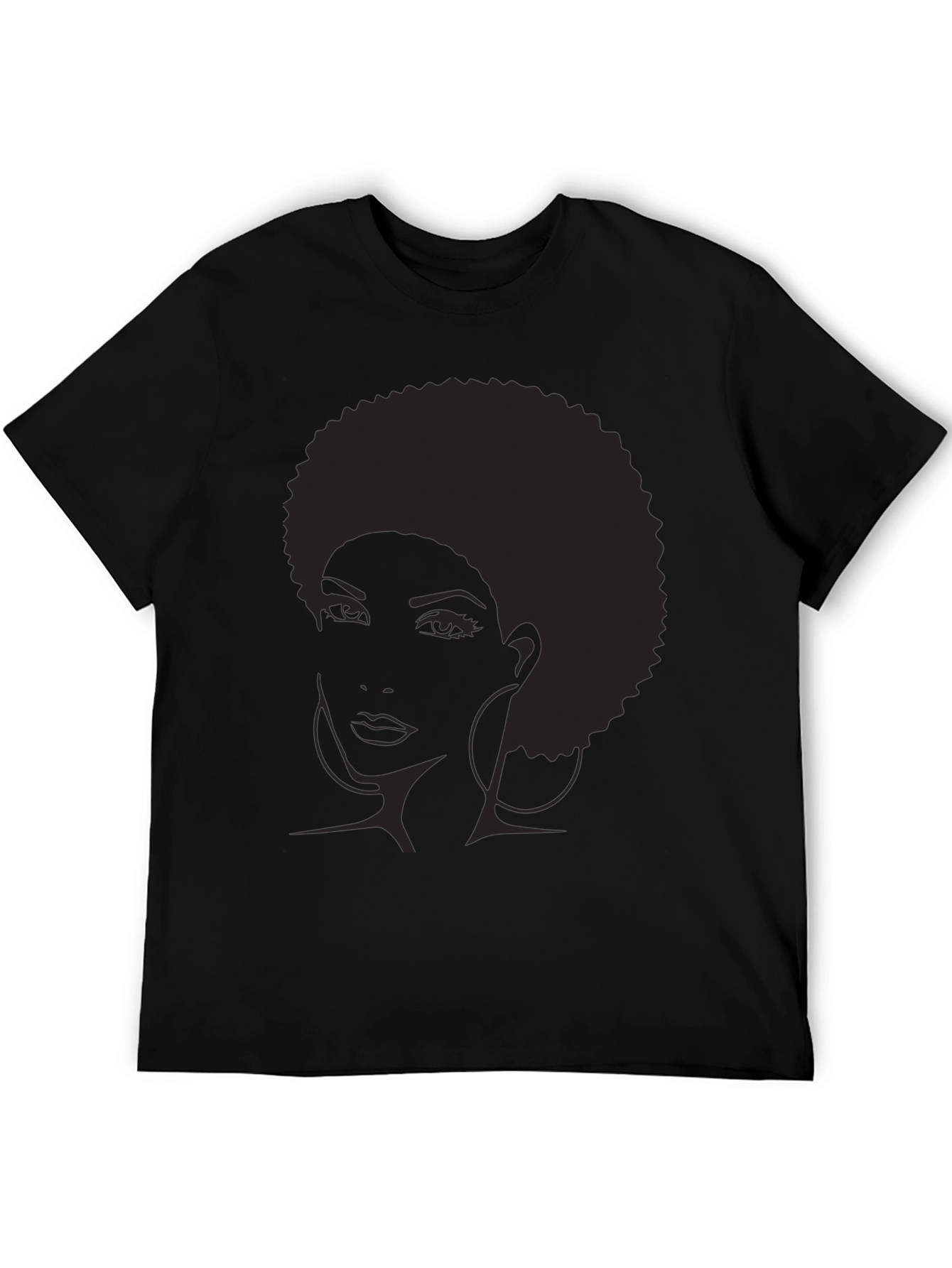 Afro Silhouette Graphic Tee - Black Cotton Blend