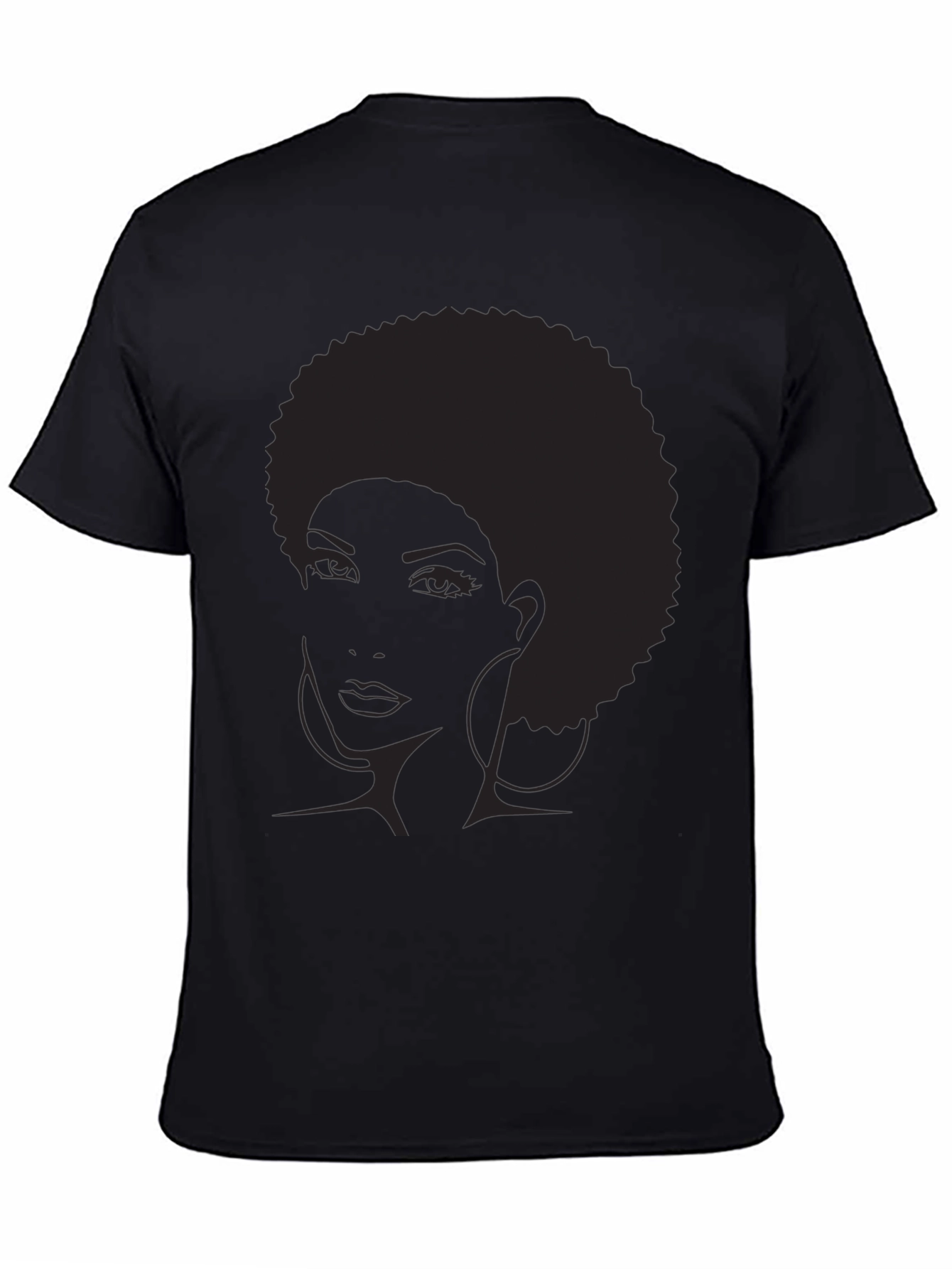 Afro Silhouette Graphic Tee - Black Cotton Blend