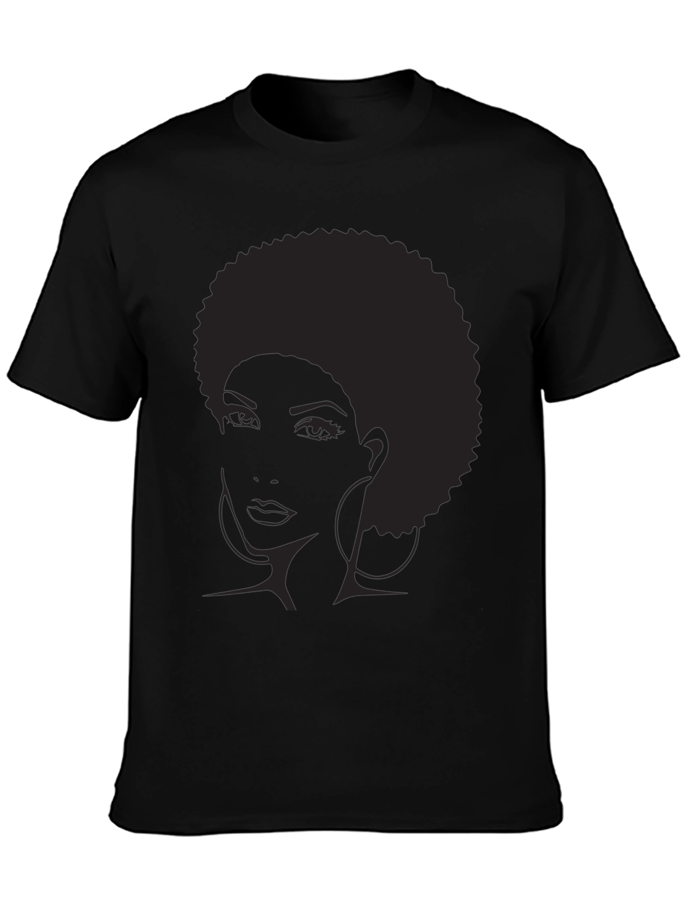 Afro Silhouette Graphic Tee - Black Cotton Blend