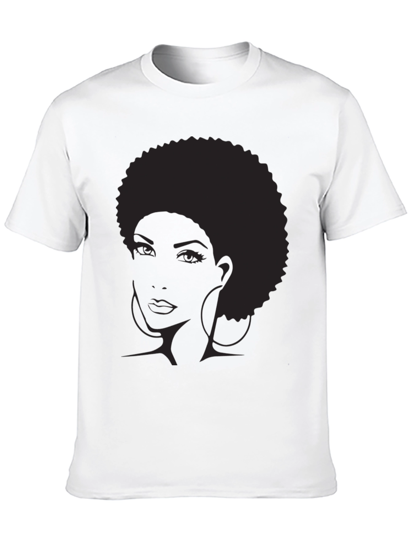 Afro Silhouette Graphic Tee - Black Cotton Blend
