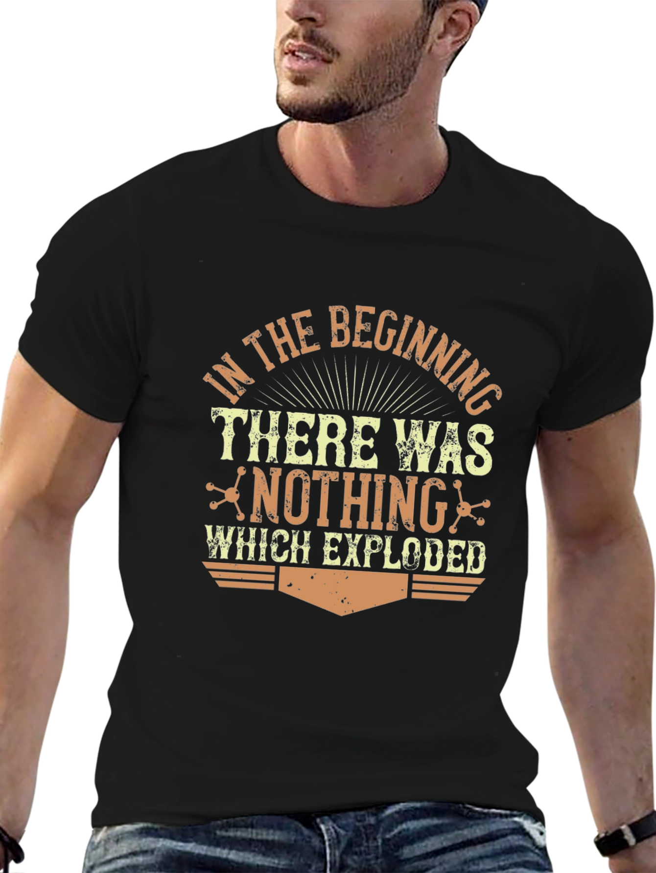 In The Beginning Graphic Print Black T-Shirt