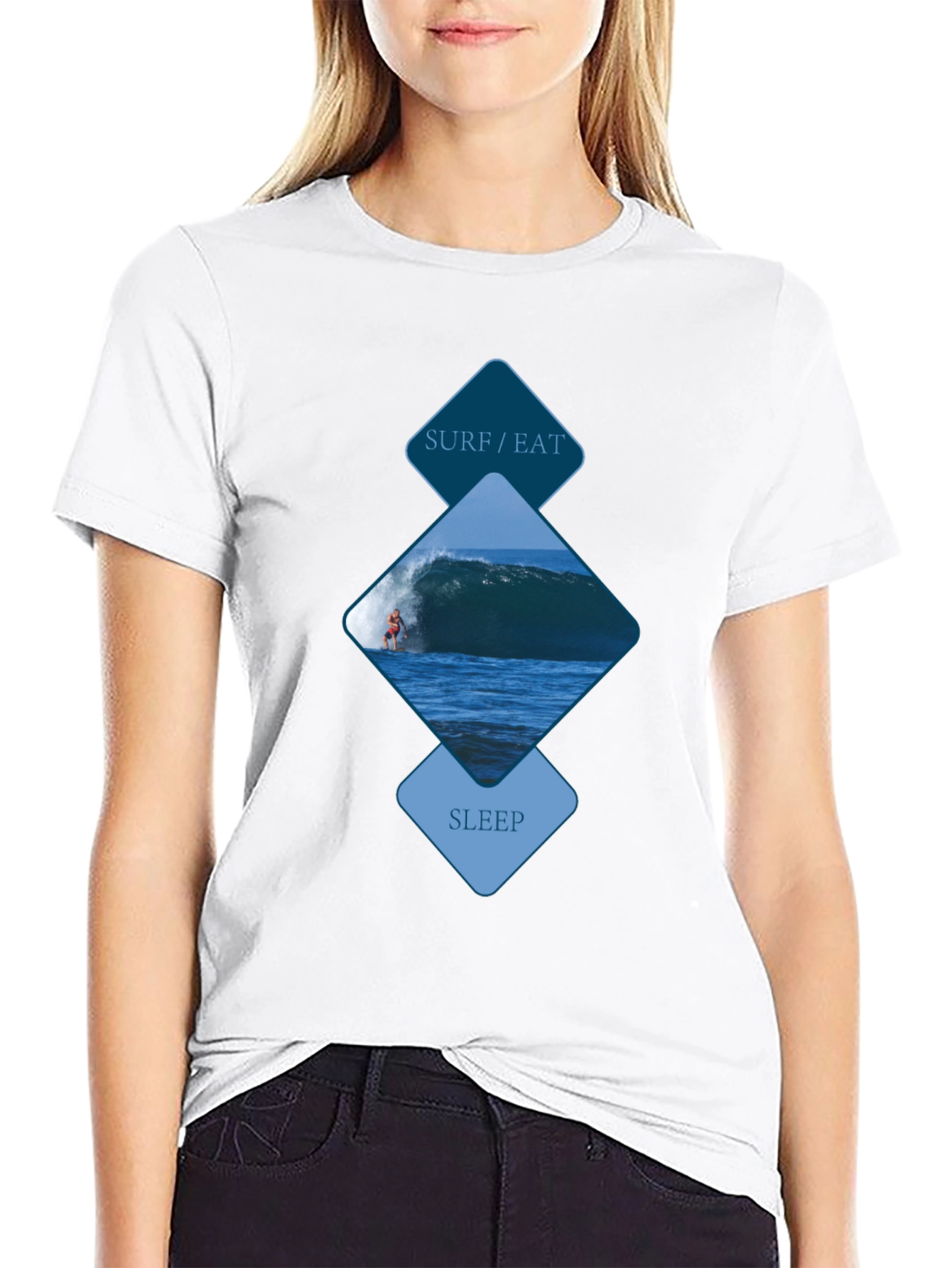 Surf/Eat/Sleep Graphic Tee - Black Cotton Shirt