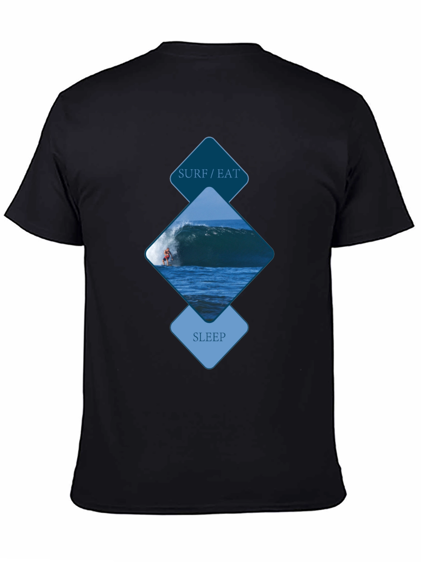 Surf/Eat/Sleep Graphic Tee - Black Cotton Shirt