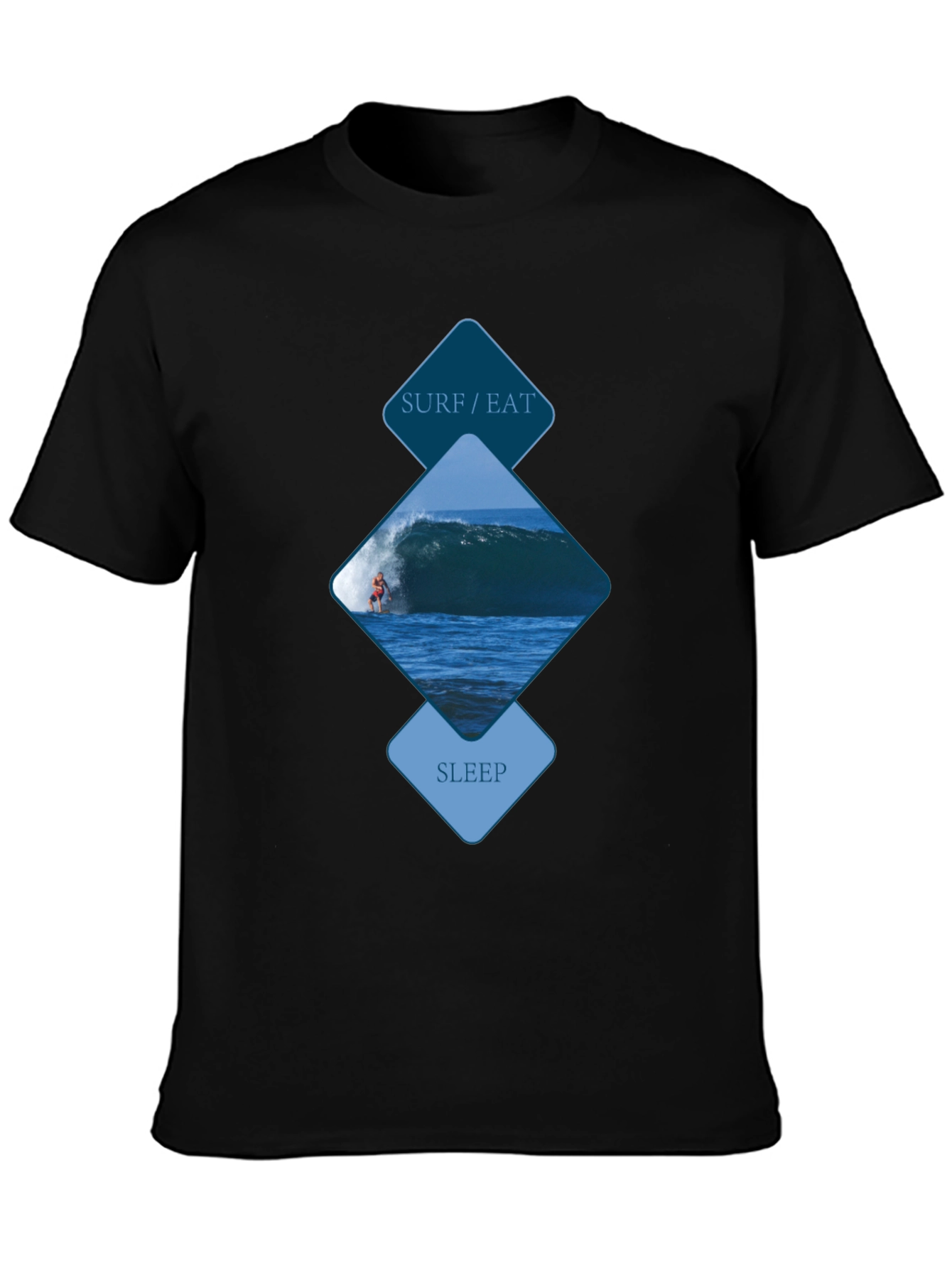 Surf/Eat/Sleep Graphic Tee - Black Cotton Shirt