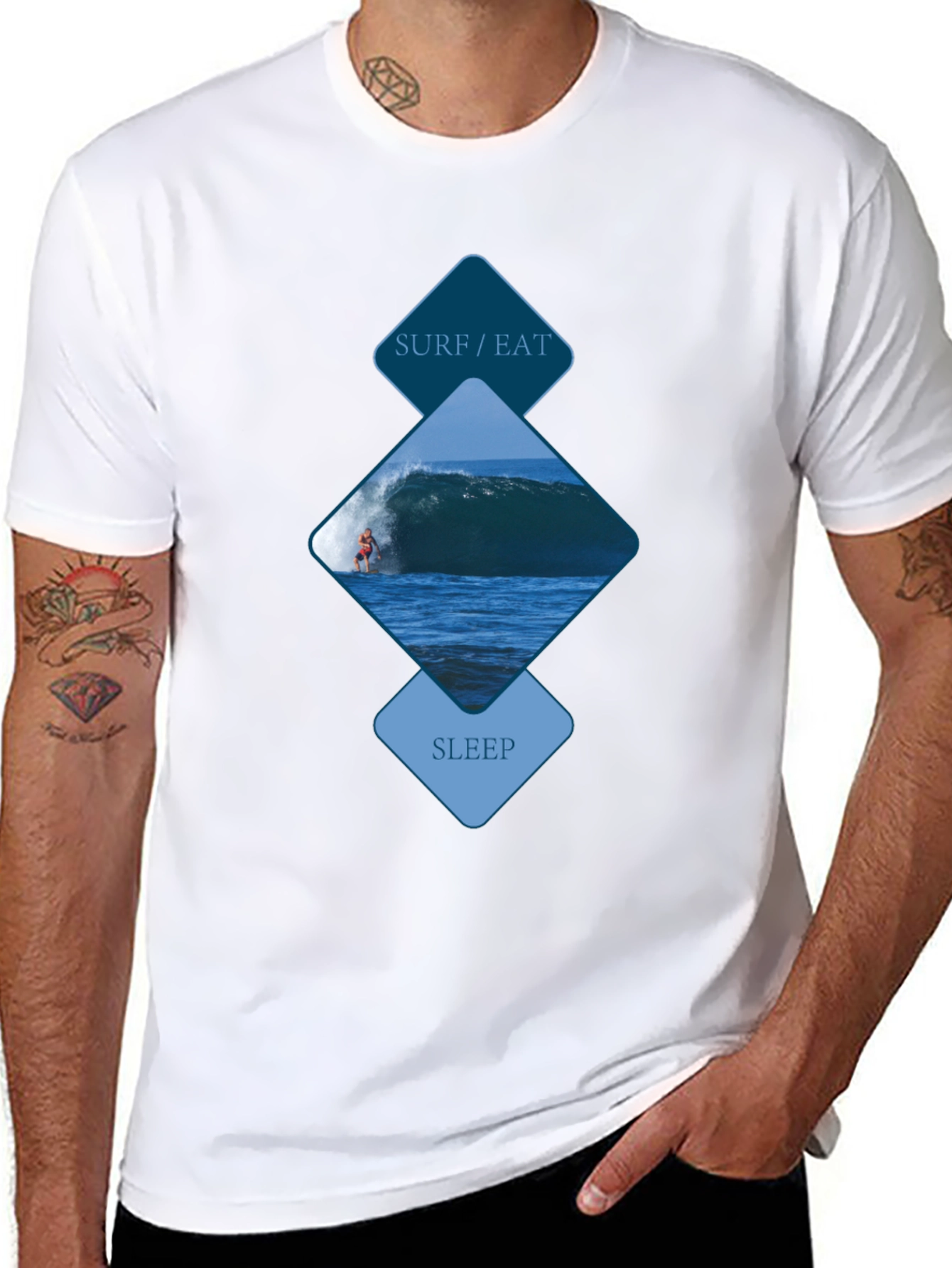 Surf/Eat/Sleep Graphic Tee - Black Cotton Shirt