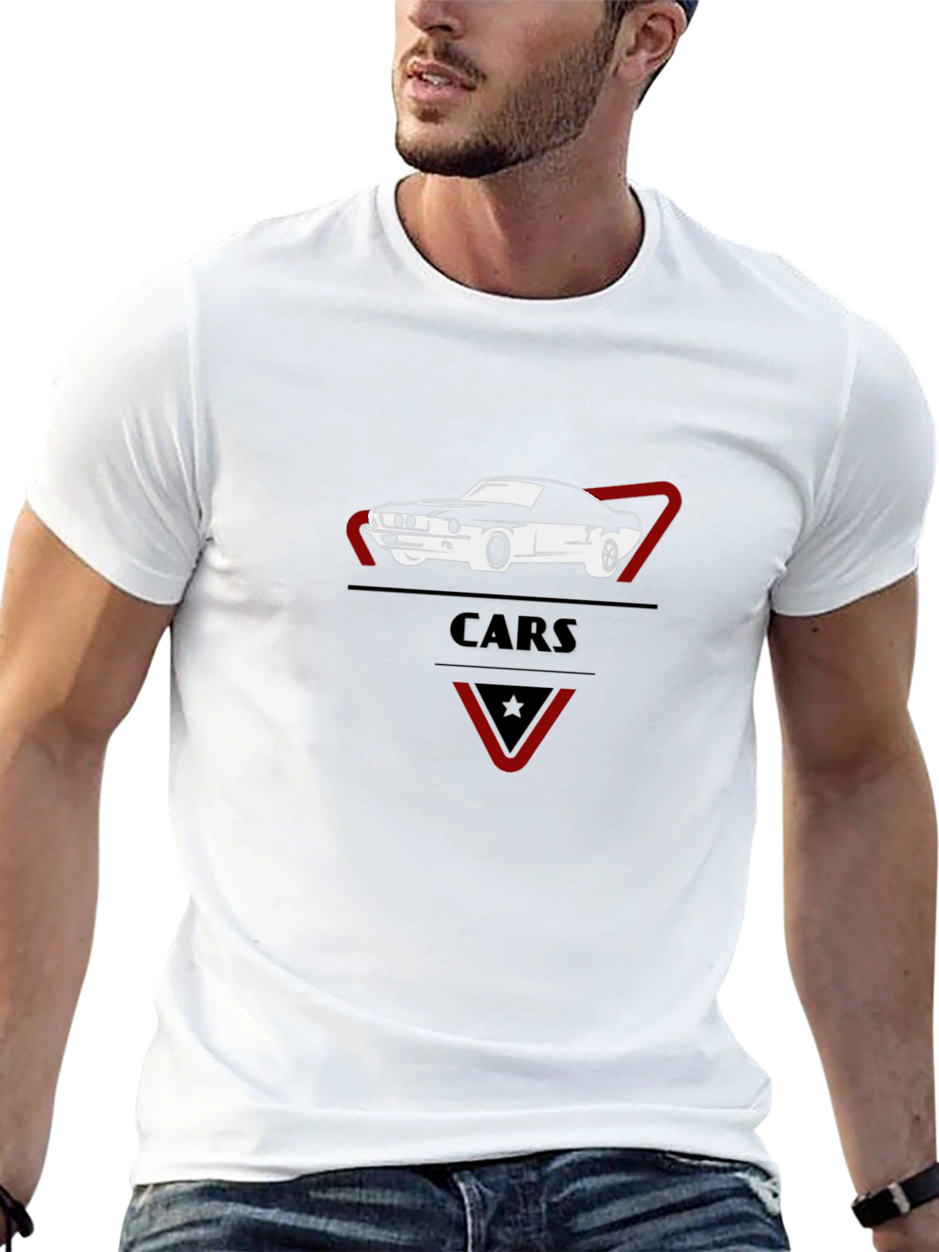 Classic Car Graphic Tee - Stylish Black Cotton T-Shirt