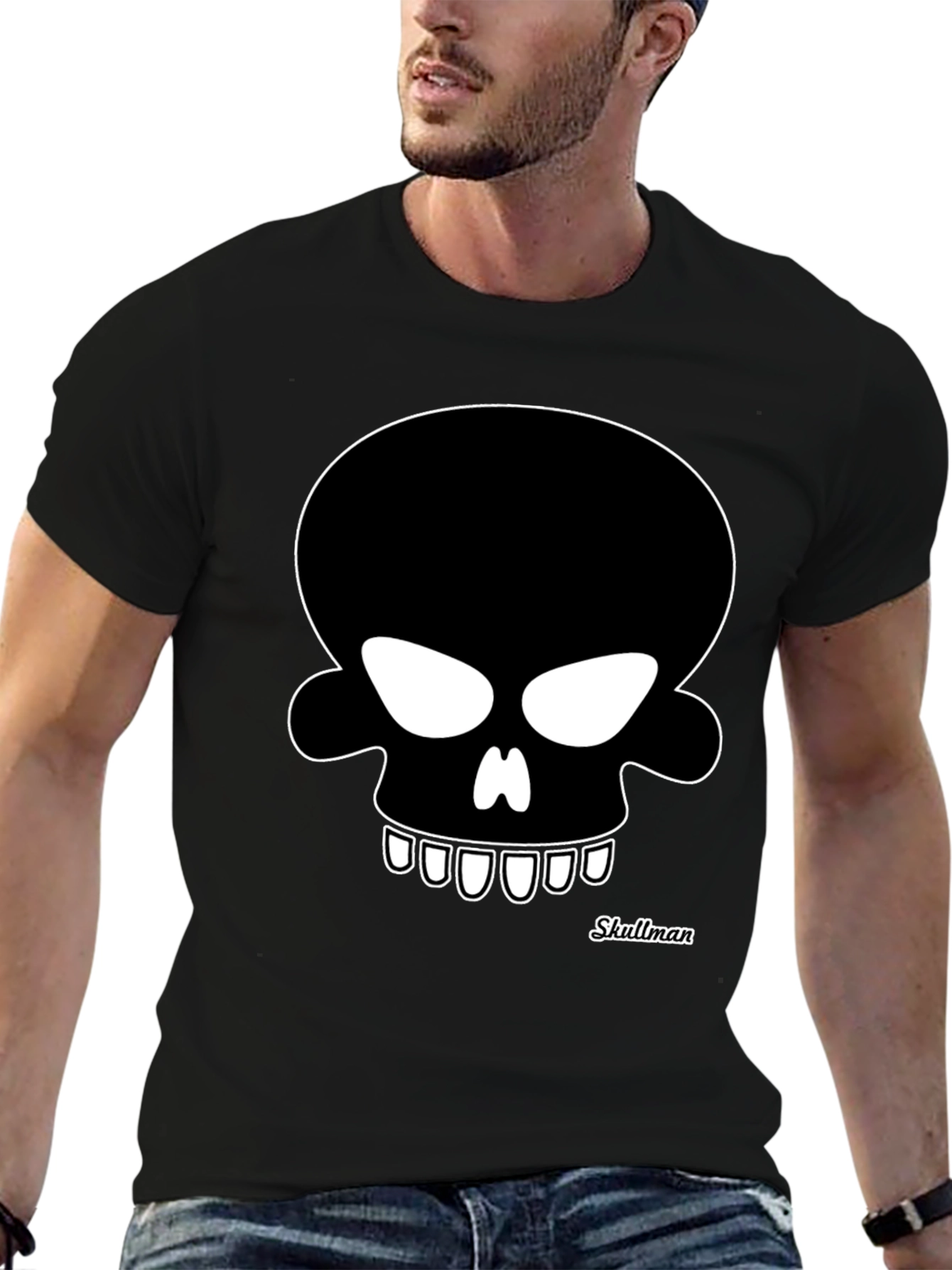 Skullman Graphic Tee - Bold Black Cotton T-Shirt