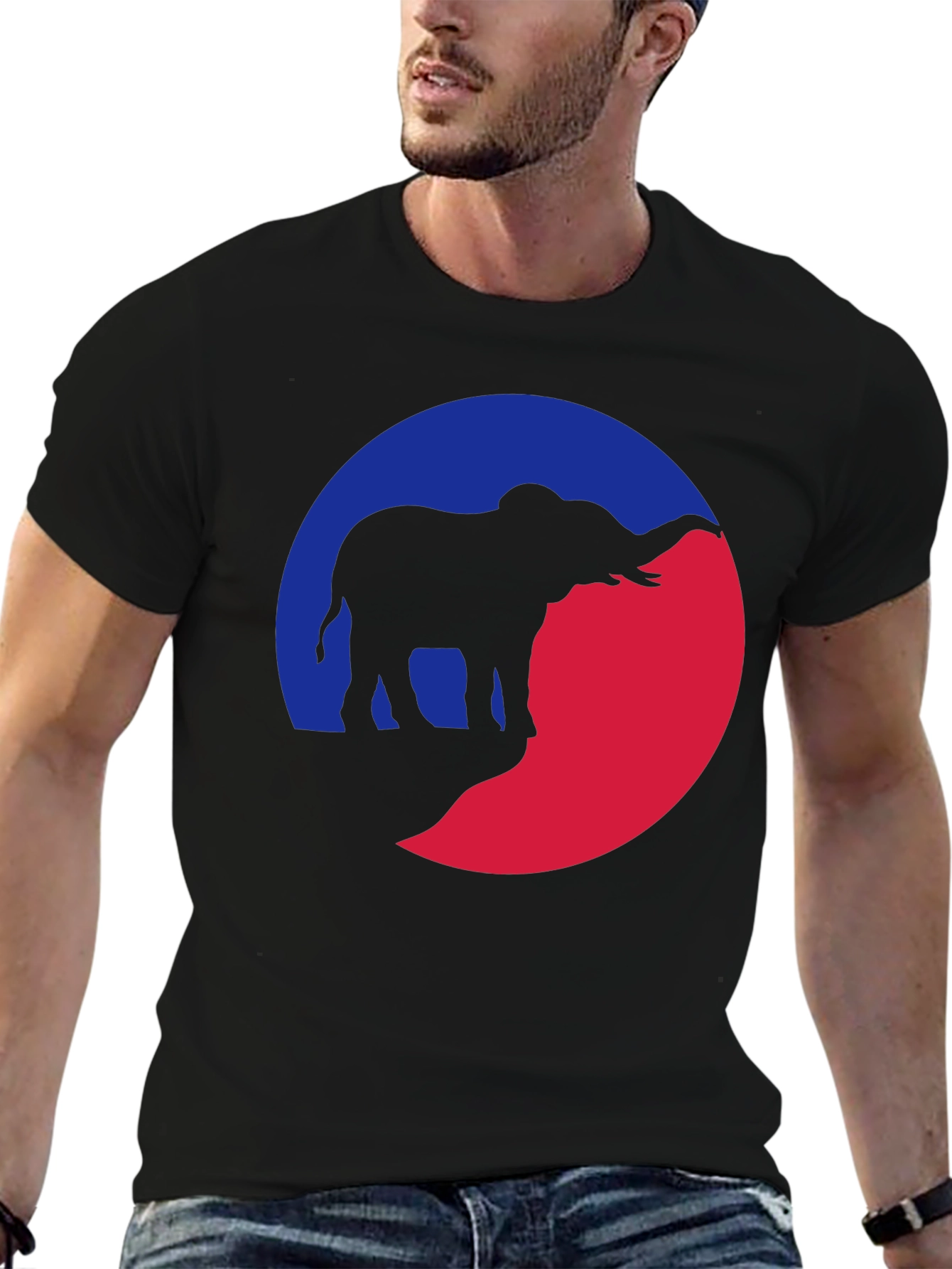Elephant Silhouette Graphic Tee - Unique Design
