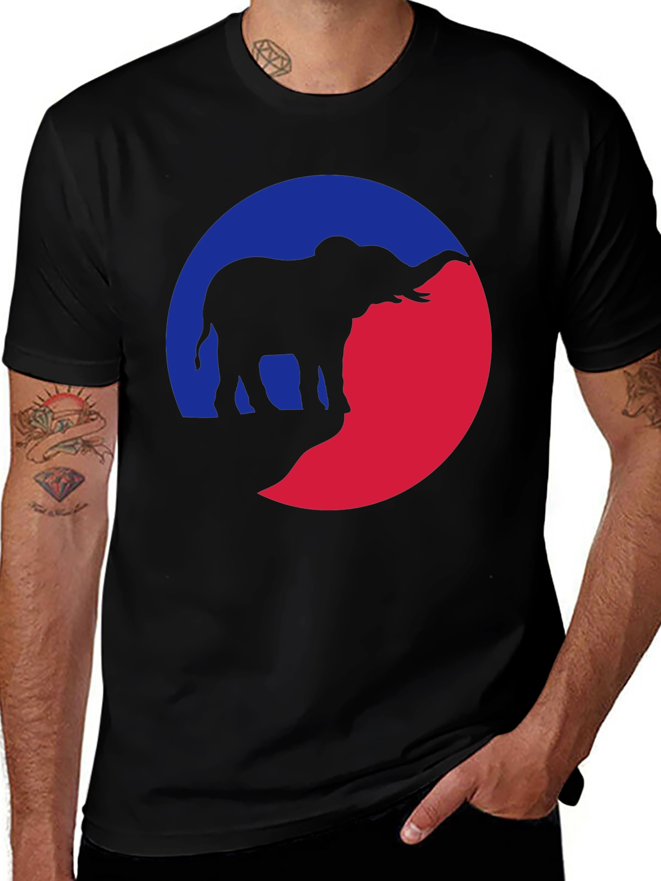 Elephant Silhouette Graphic Tee - Unique Design
