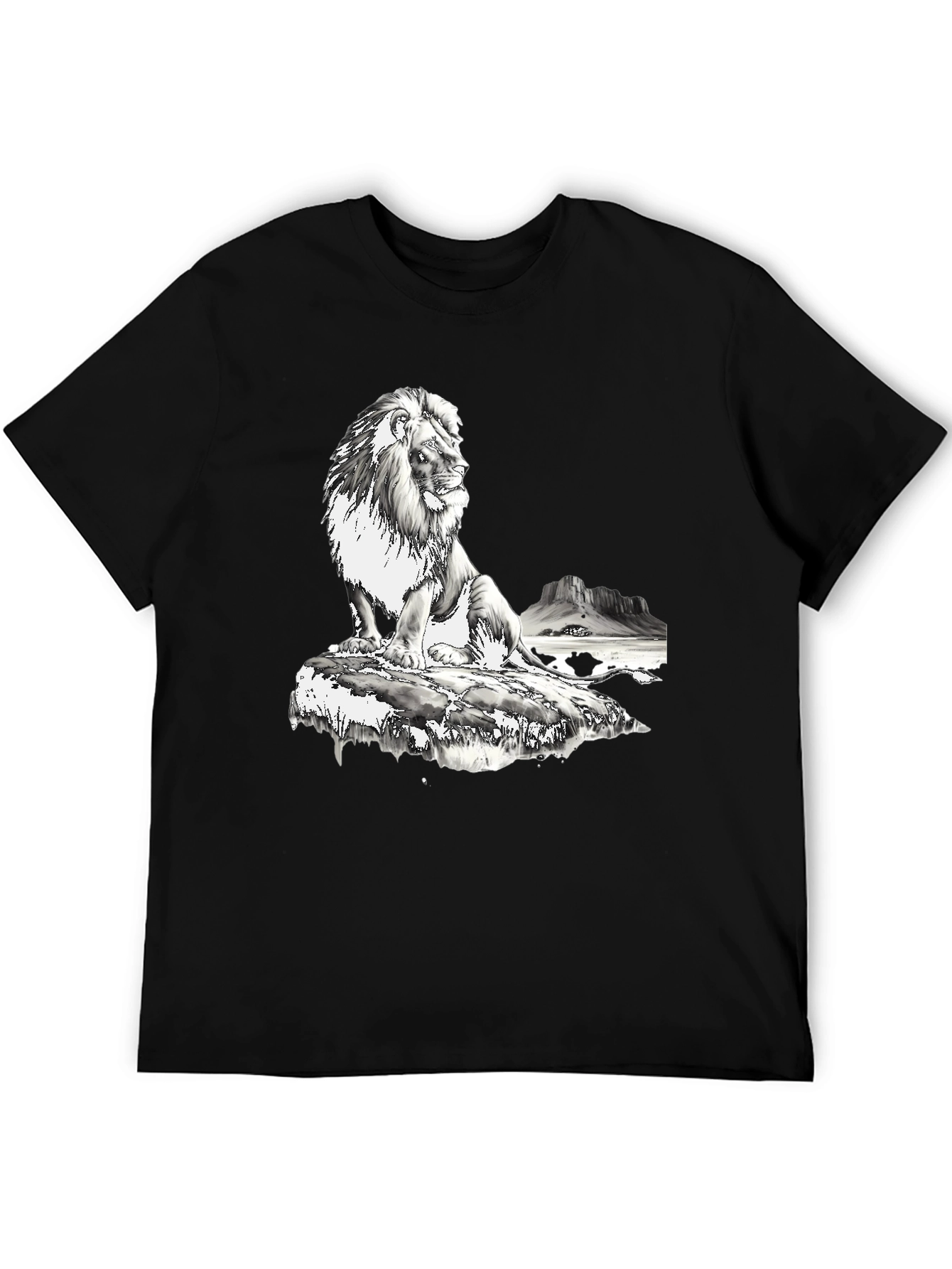 Lion Graphic Print T-Shirt - Black