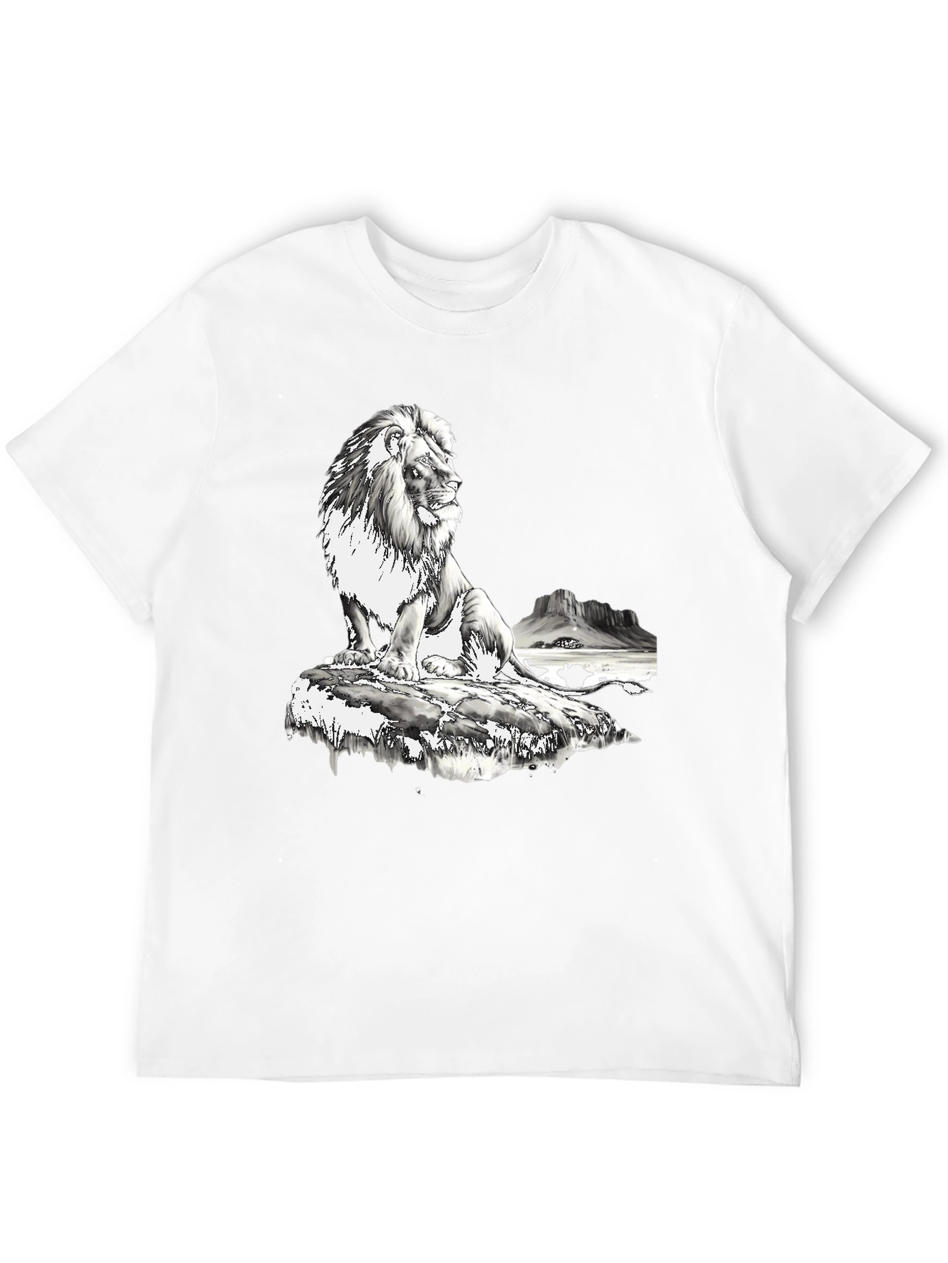 Lion Graphic Print T-Shirt - Black