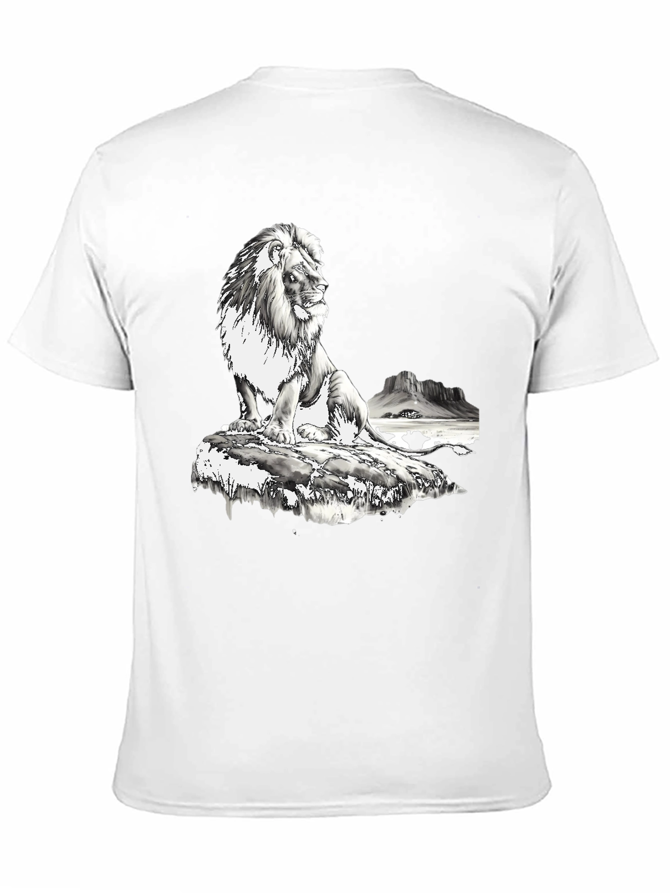 Lion Graphic Print T-Shirt - Black