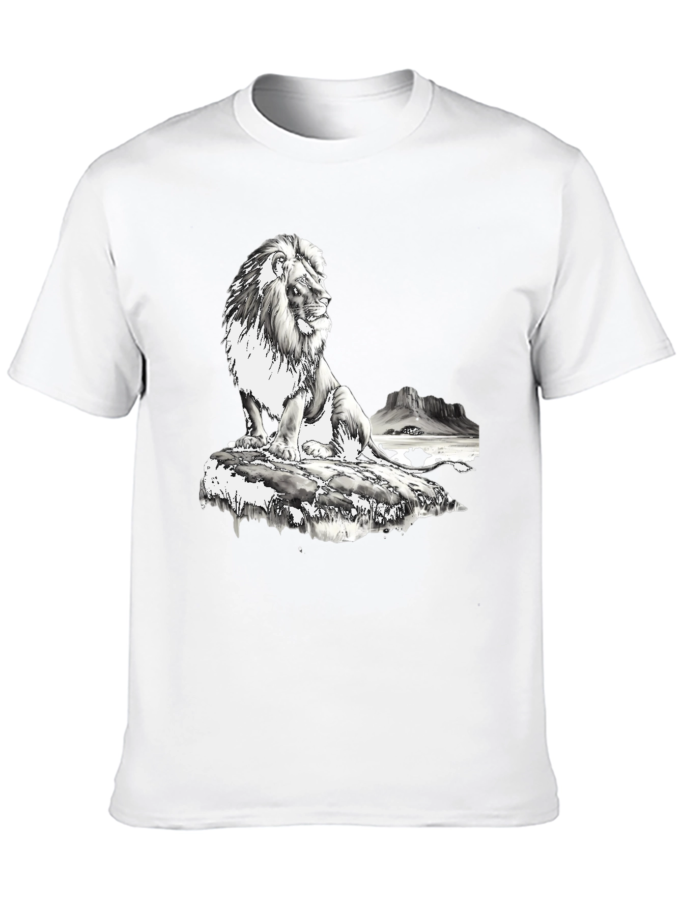 Lion Graphic Print T-Shirt - Black