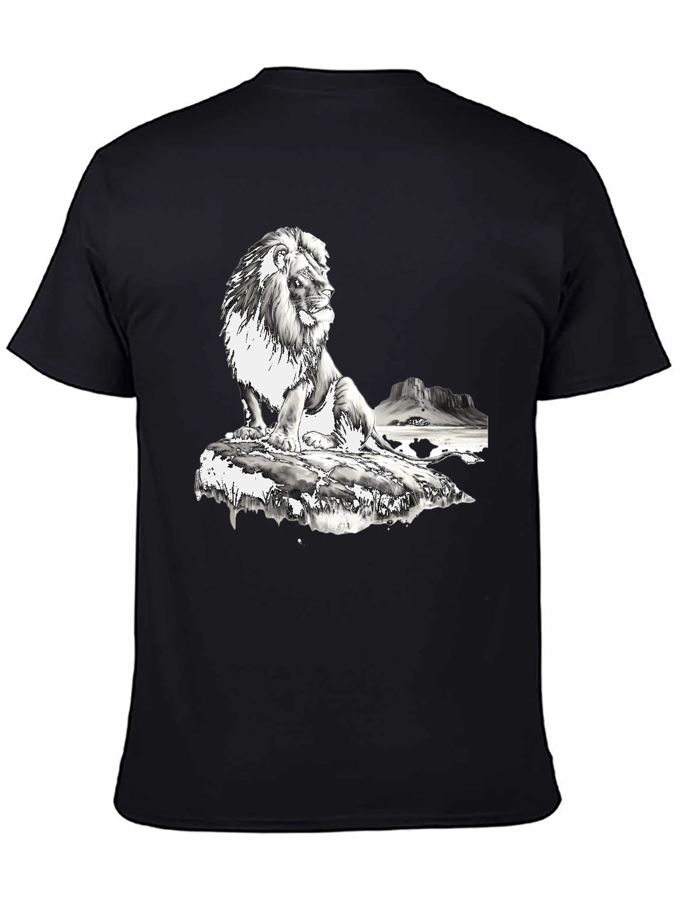 Lion Graphic Print T-Shirt - Black