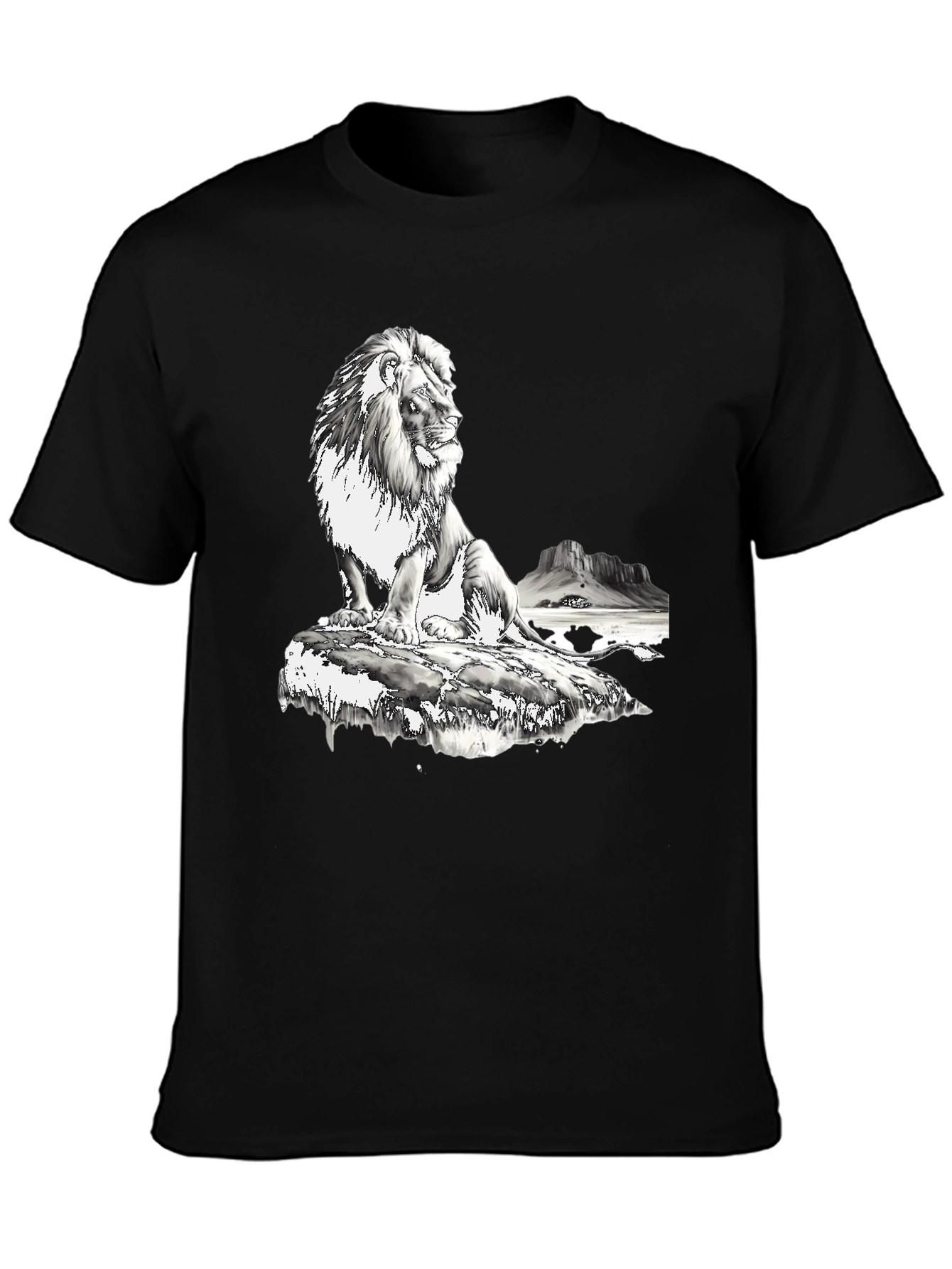 Lion Graphic Print T-Shirt - Black