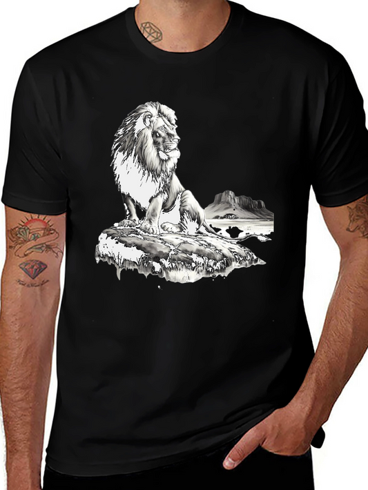 Lion Graphic Print T-Shirt - Black
