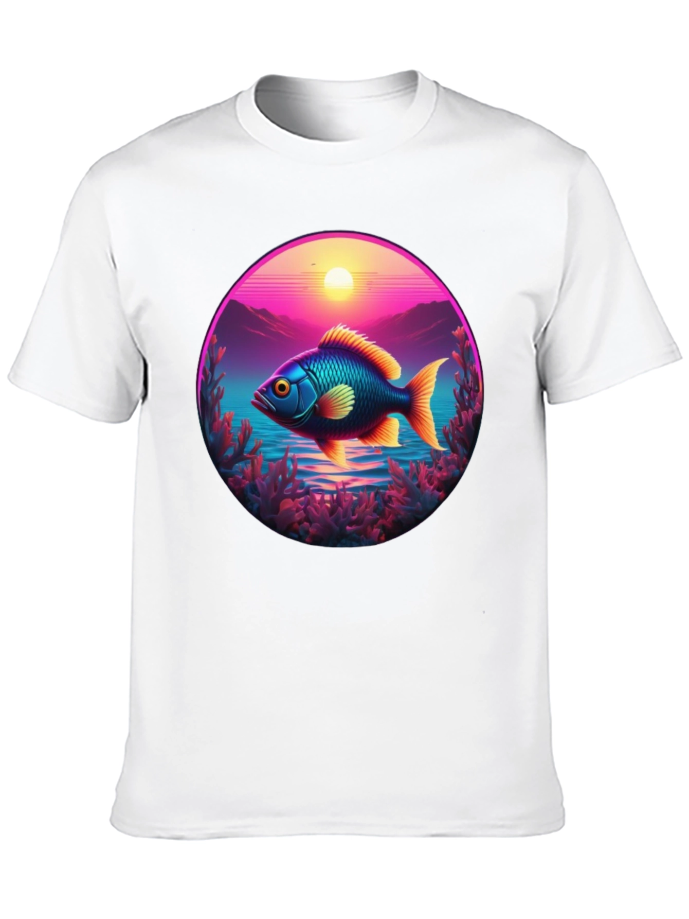 Retro Fish T-Shirt - Sunset Graphic Tee