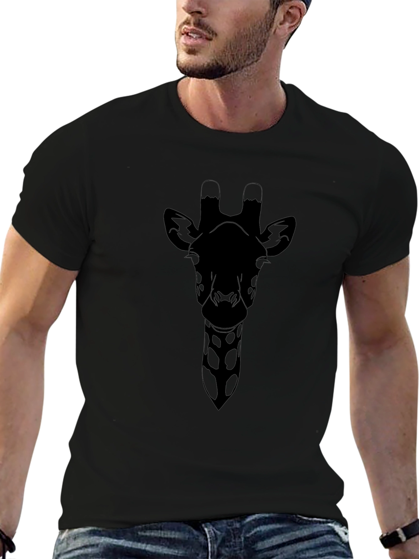 Giraffe Silhouette Graphic Tee - Black T-Shirt
