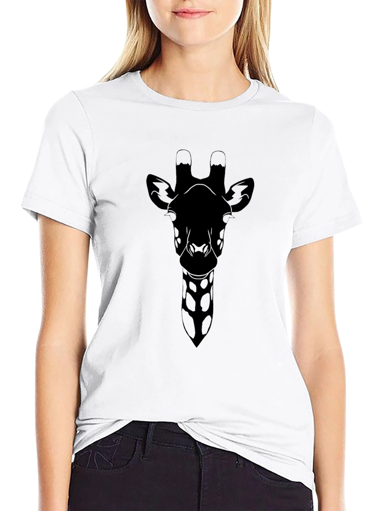 Giraffe Silhouette Graphic Tee - Black T-Shirt