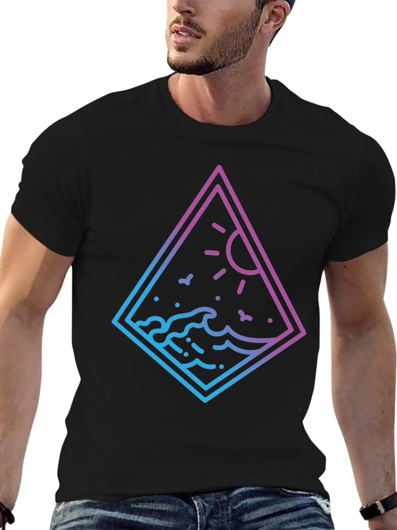 Ocean Wave Graphic Tee - Gradient Design