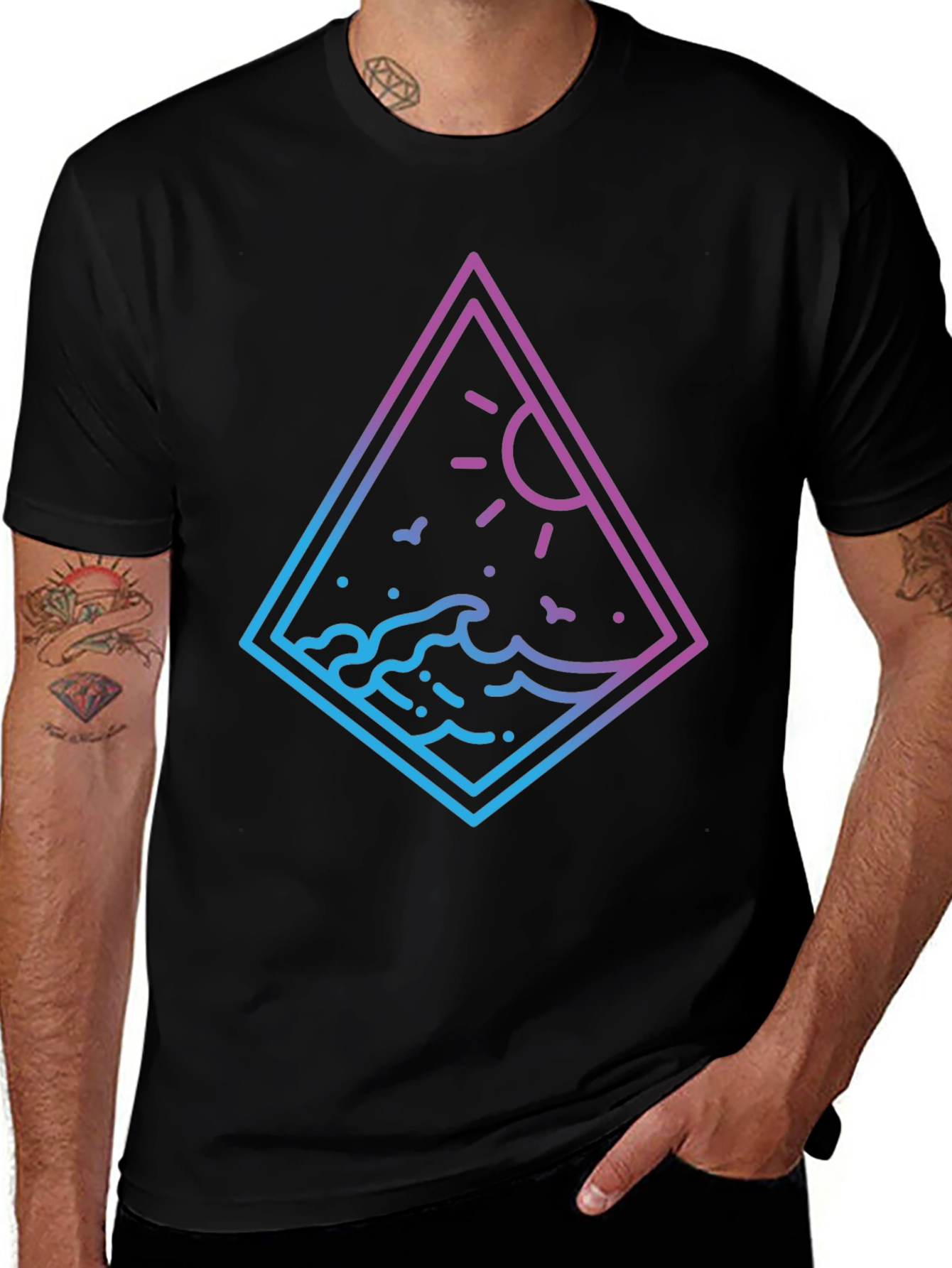 Ocean Wave Graphic Tee - Gradient Design