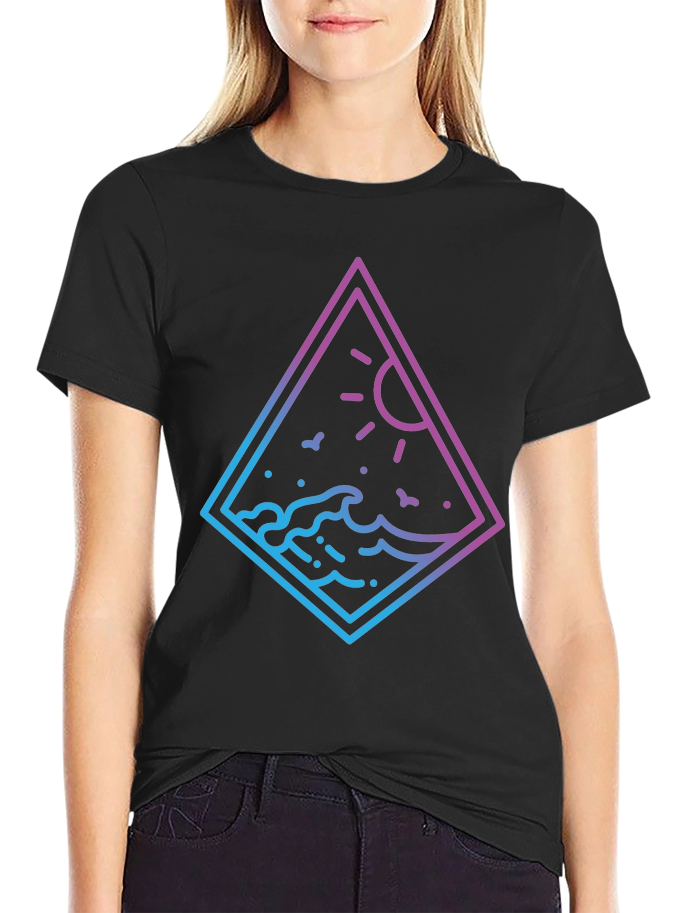 Ocean Wave Graphic Tee - Gradient Design