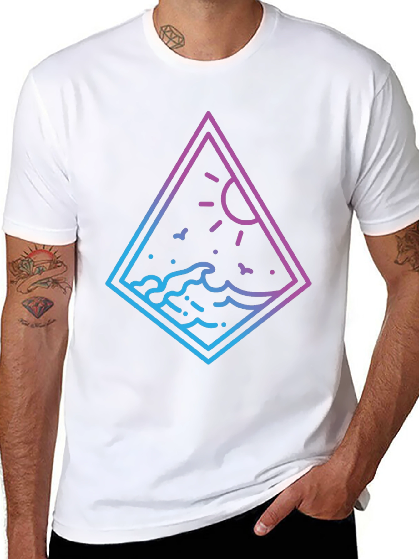 Ocean Wave Graphic Tee - Gradient Design
