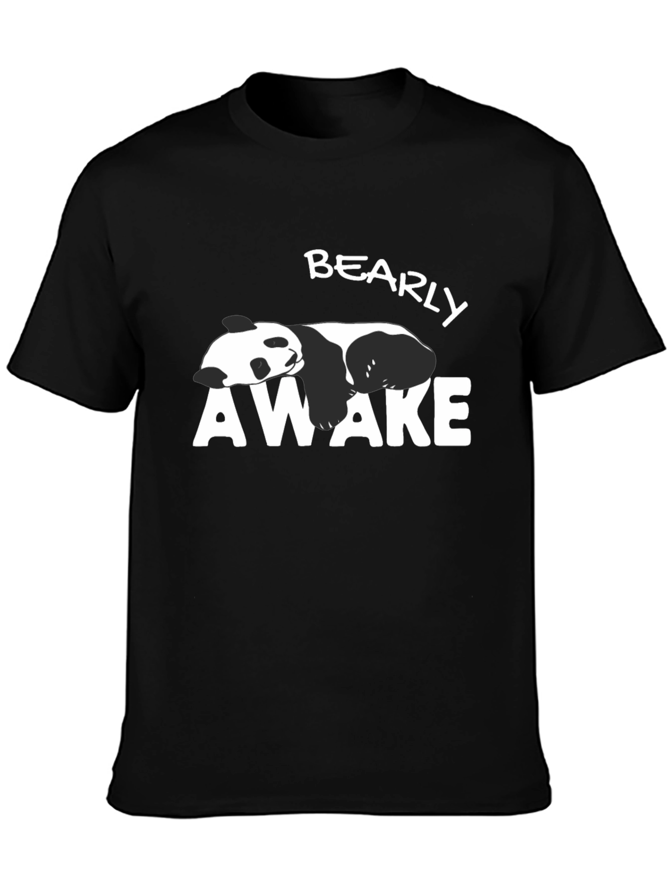Bearly Awake Panda Graphic T-Shirt - Black