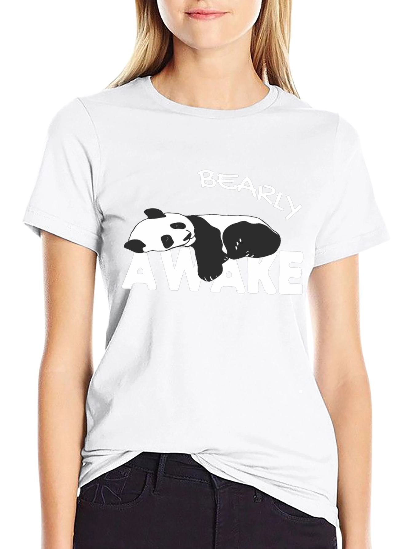Bearly Awake Panda Graphic T-Shirt - Black