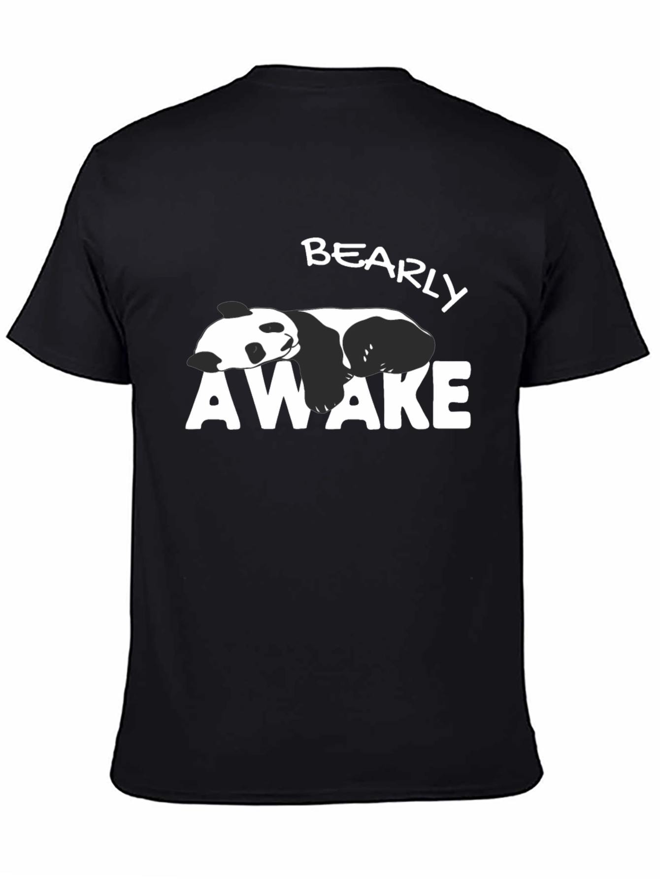 Bearly Awake Panda Graphic T-Shirt - Black