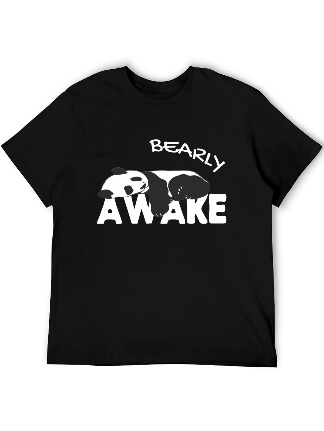 Bearly Awake Panda Graphic T-Shirt - Black