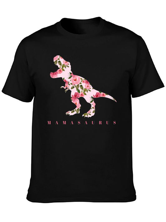MamaSaurus Floral Dinosaur T-Shirt