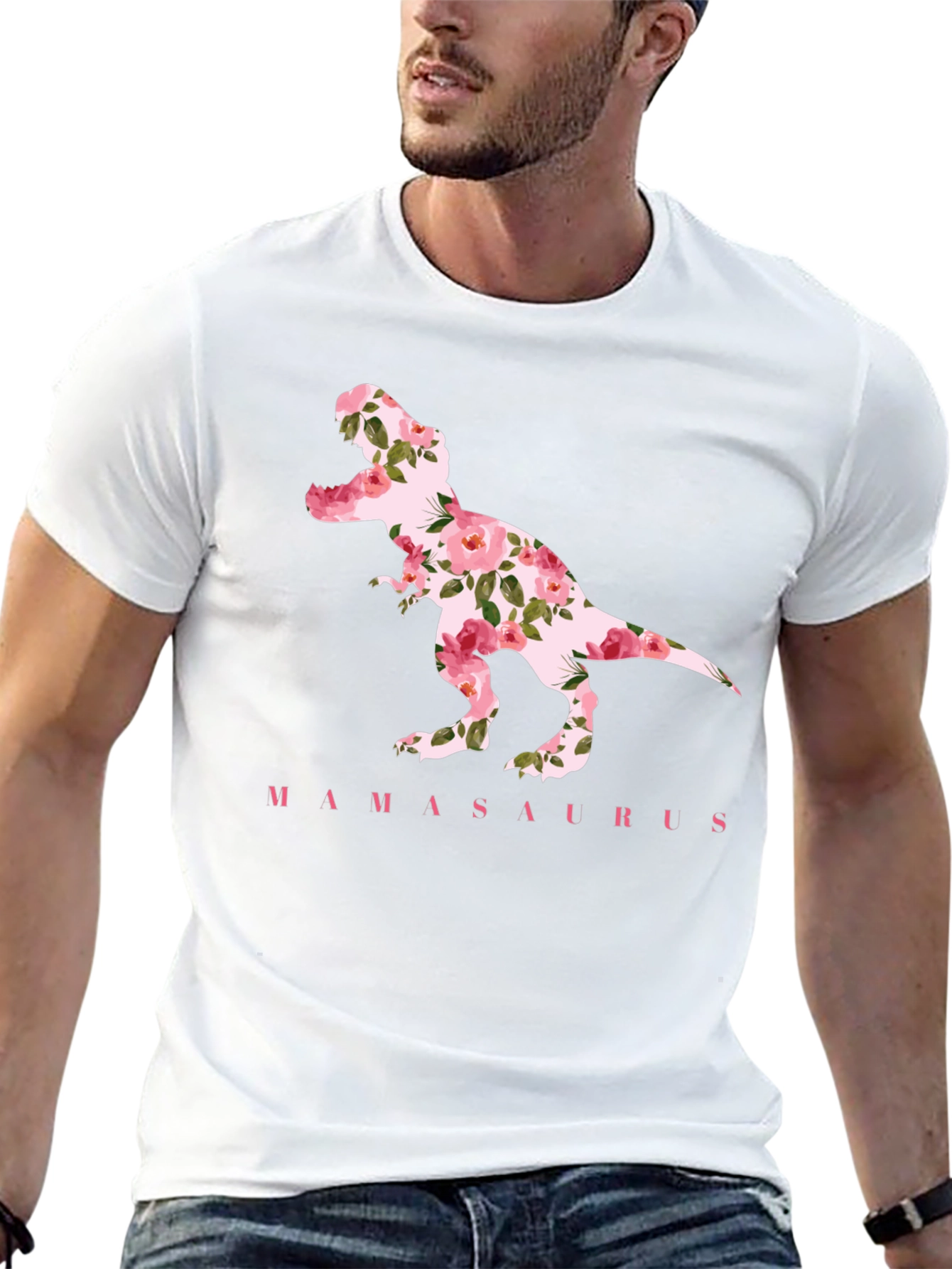 MamaSaurus Floral Dinosaur T-Shirt