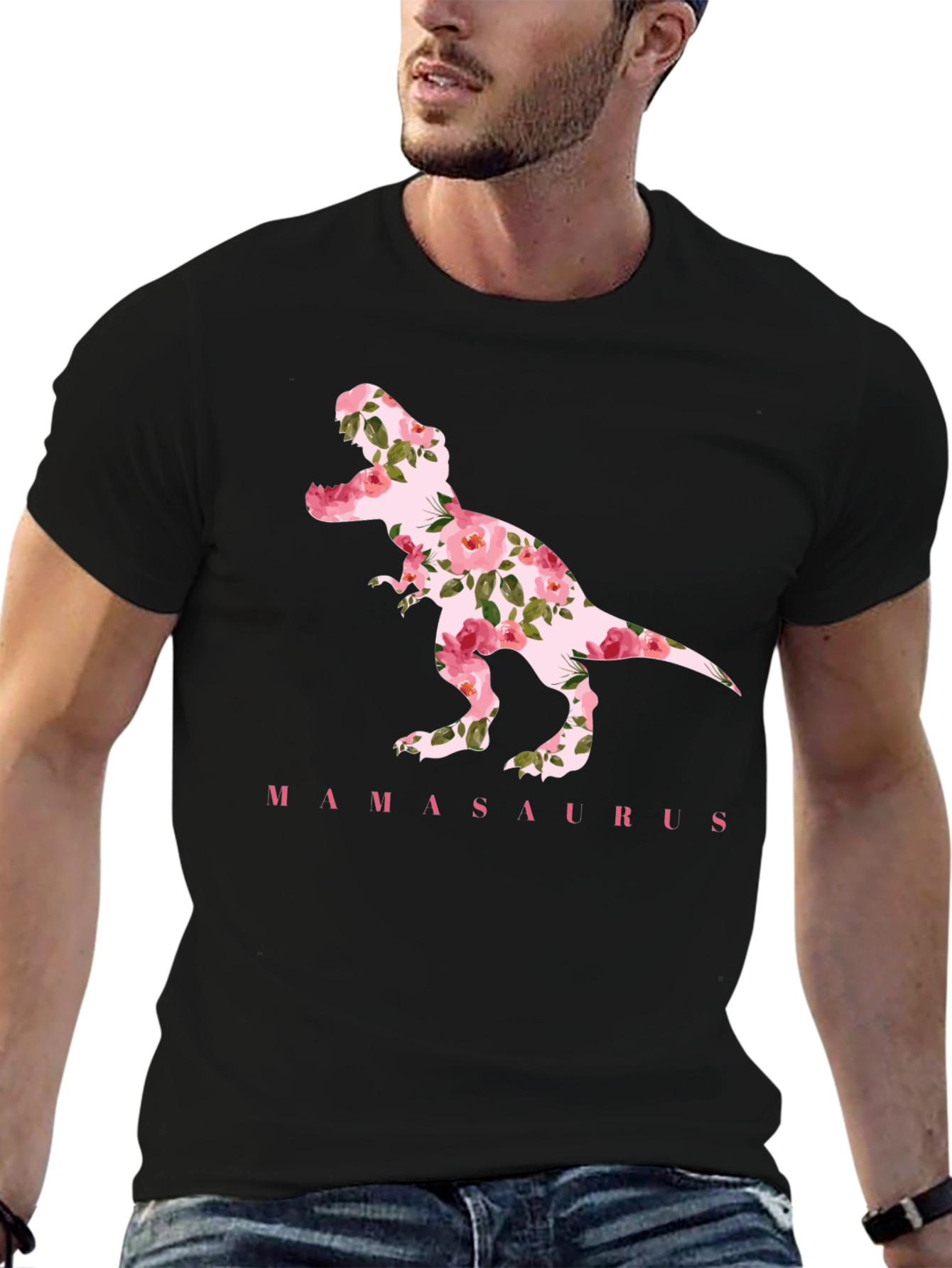 MamaSaurus Floral Dinosaur T-Shirt